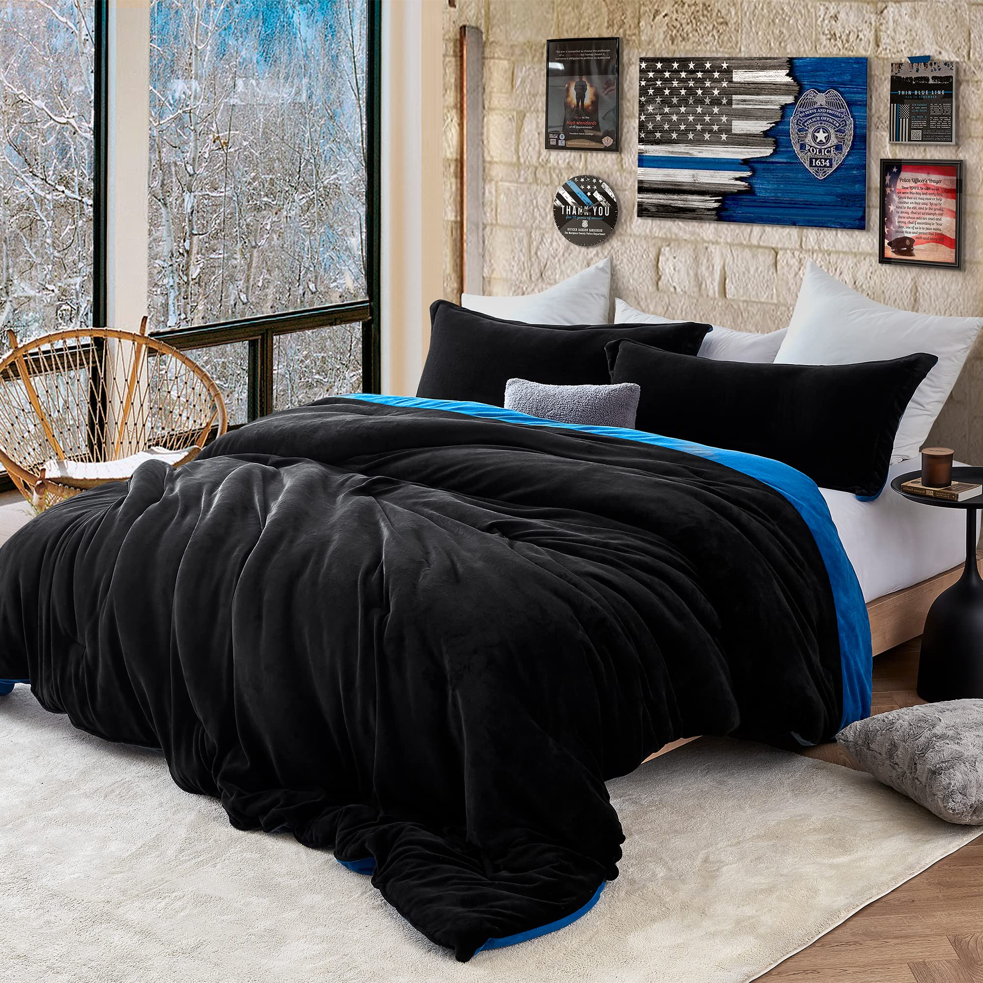 Byourbed Even Heroes Need Sleep - Coma Inducer® Twin XL Comforter - Ultra Thick Blue Line Bedding for Police, Firefighters & First Responders - Perfect for Shift Workers & Emergency Personnel