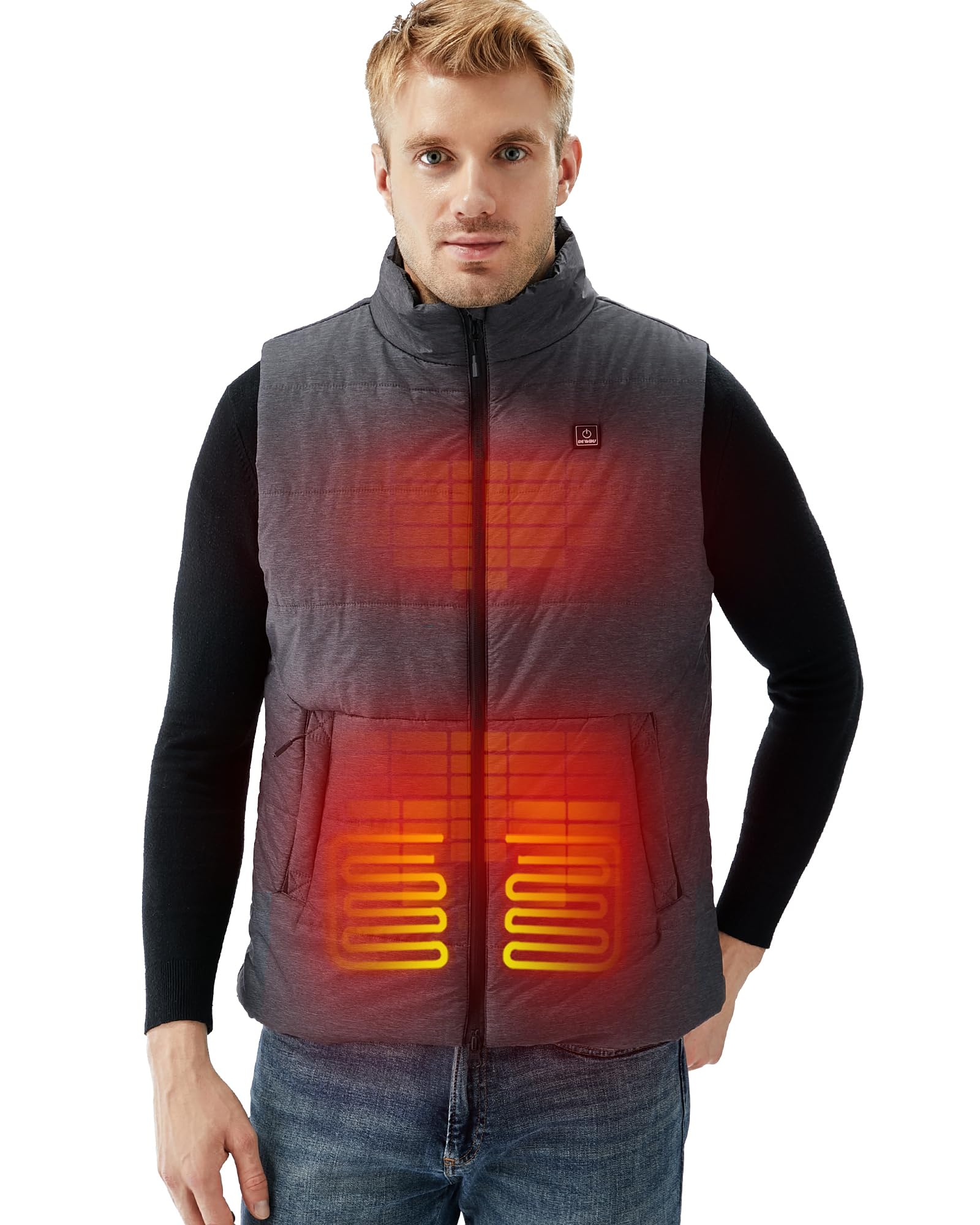 DEWBU 12V Heated Vest for Men - Lightweight Battery-Powered Heated Jacket with Multiple Power Options - Ideal for Outdoor Work, Hiking & Winter Sports