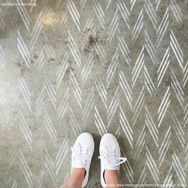 Broken Braid Herringbone Raven + Lily Wall Stencil - DIY Home Decor, Wall Painting Template for Living Room, Bedroom, Nursery