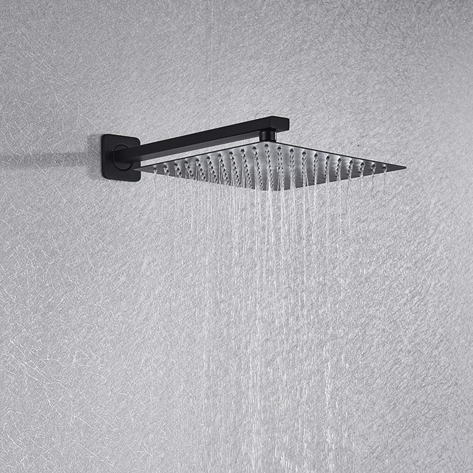 Premium Matte Black Wall Mounted Shower System - Concealed Faucet Set with 12