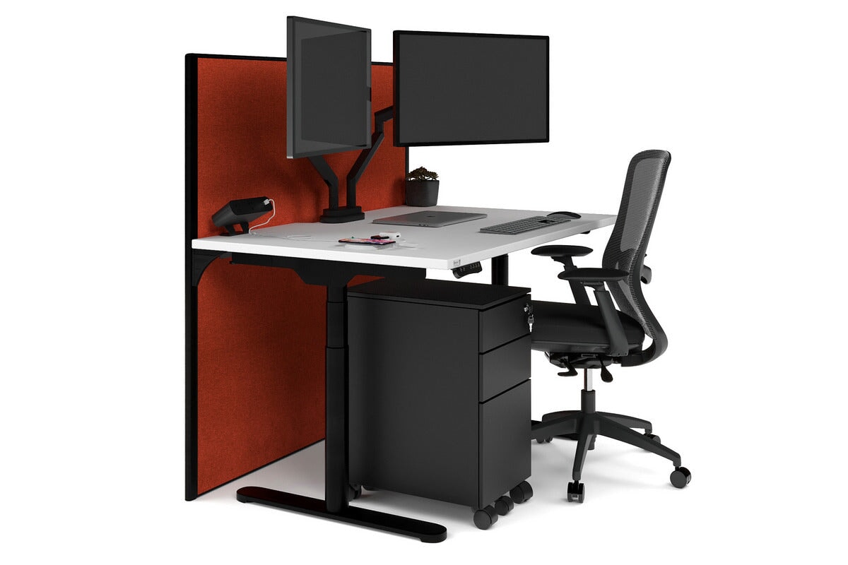 Flexi Premium Height Adjustable Single Workstation Desk - 1400L x 800W with Cable Management - Ergonomic Standing Desk for Home Office & Workspace