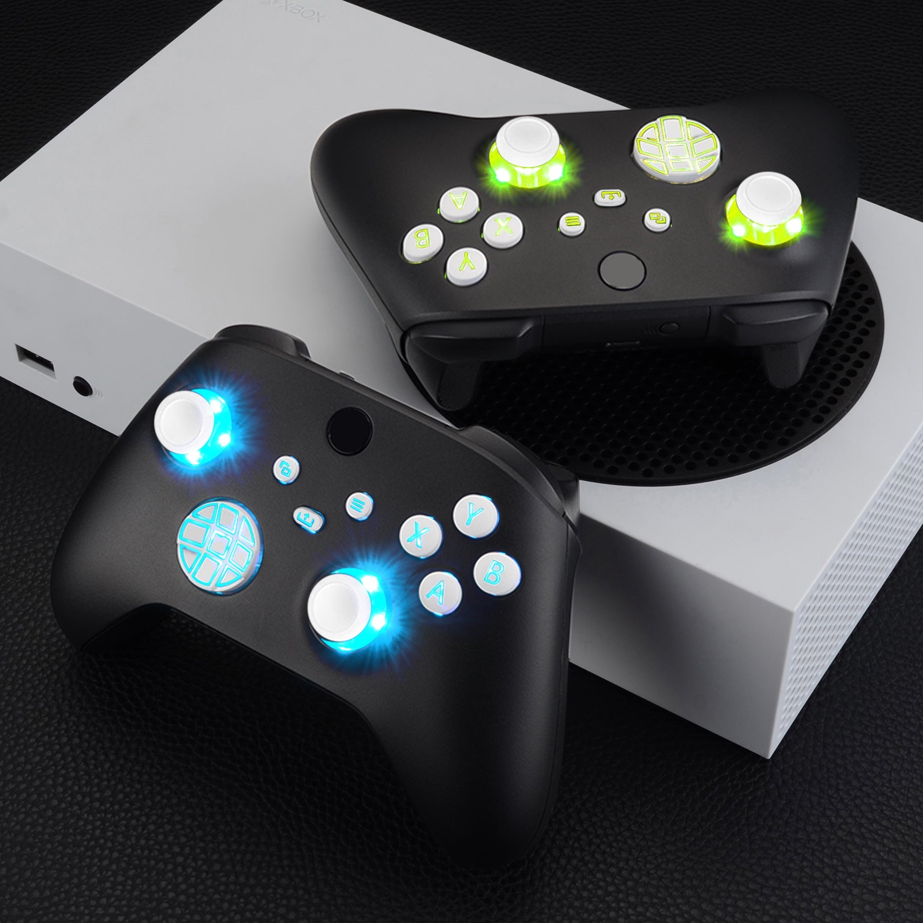 eXtremeRate Multi-Color LED Illuminated Buttons DTF LED Kit for Xbox Series X & S Controller - White | Custom Gaming Setup for Enhanced Night Play