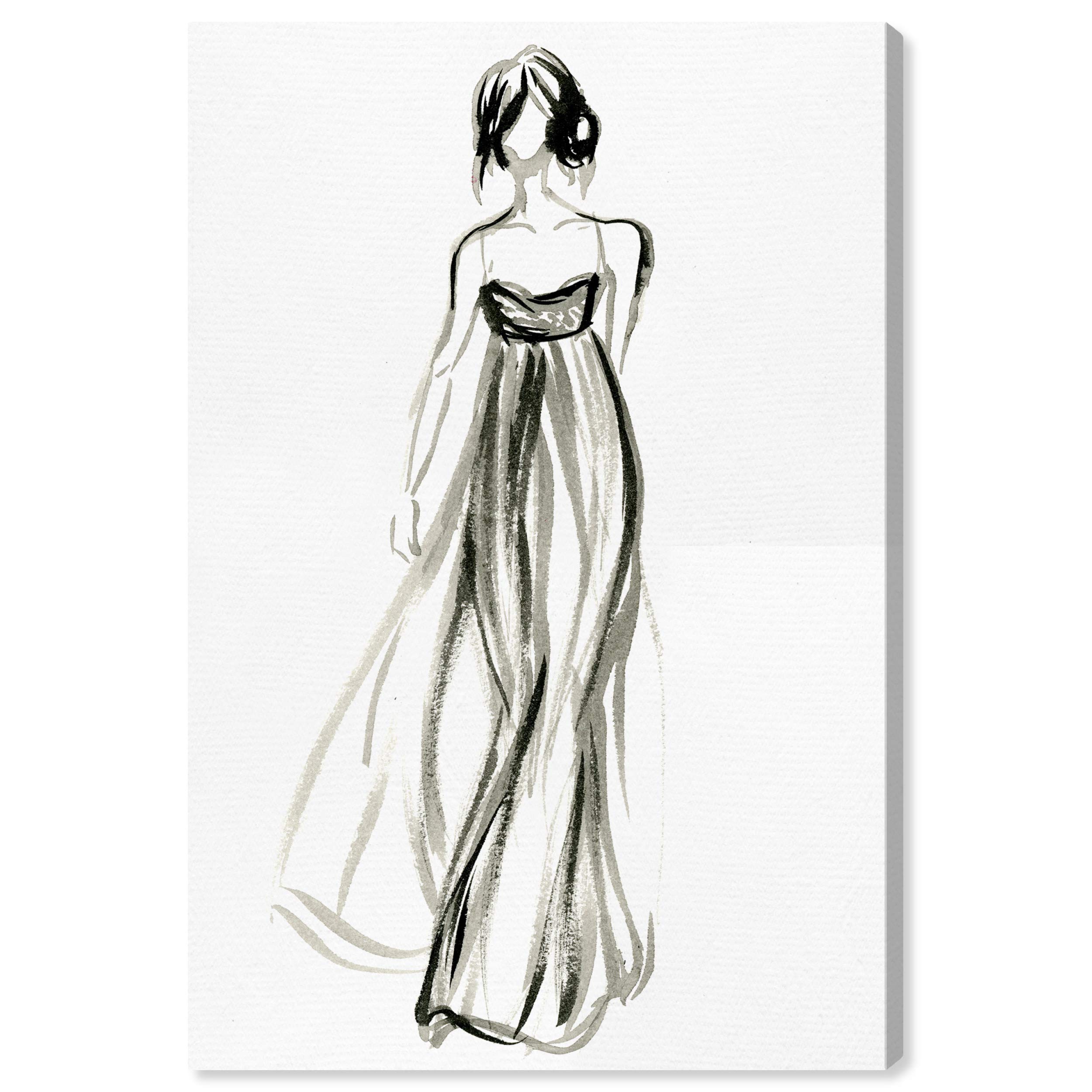 Elegant Dress Ink III Wall Art Canvas Print - 30