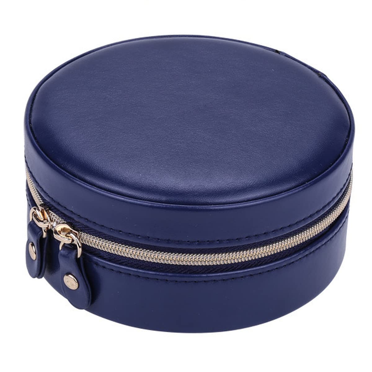 Portable Travel Jewelry Organizer Box - PU Leather Round Mini Jewelry Case for Rings, Earrings, Necklaces & Bracelets | Perfect for Vacation, Business Trips & Daily Storage