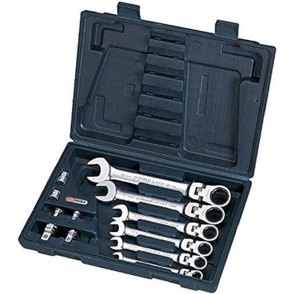 KS Tools 503.4867 GEARplus 12-Piece Ratcheting Combination Spanner Set - One Size, Clear Finish - Perfect for Automotive Repair, DIY Projects & Mechanical Maintenance