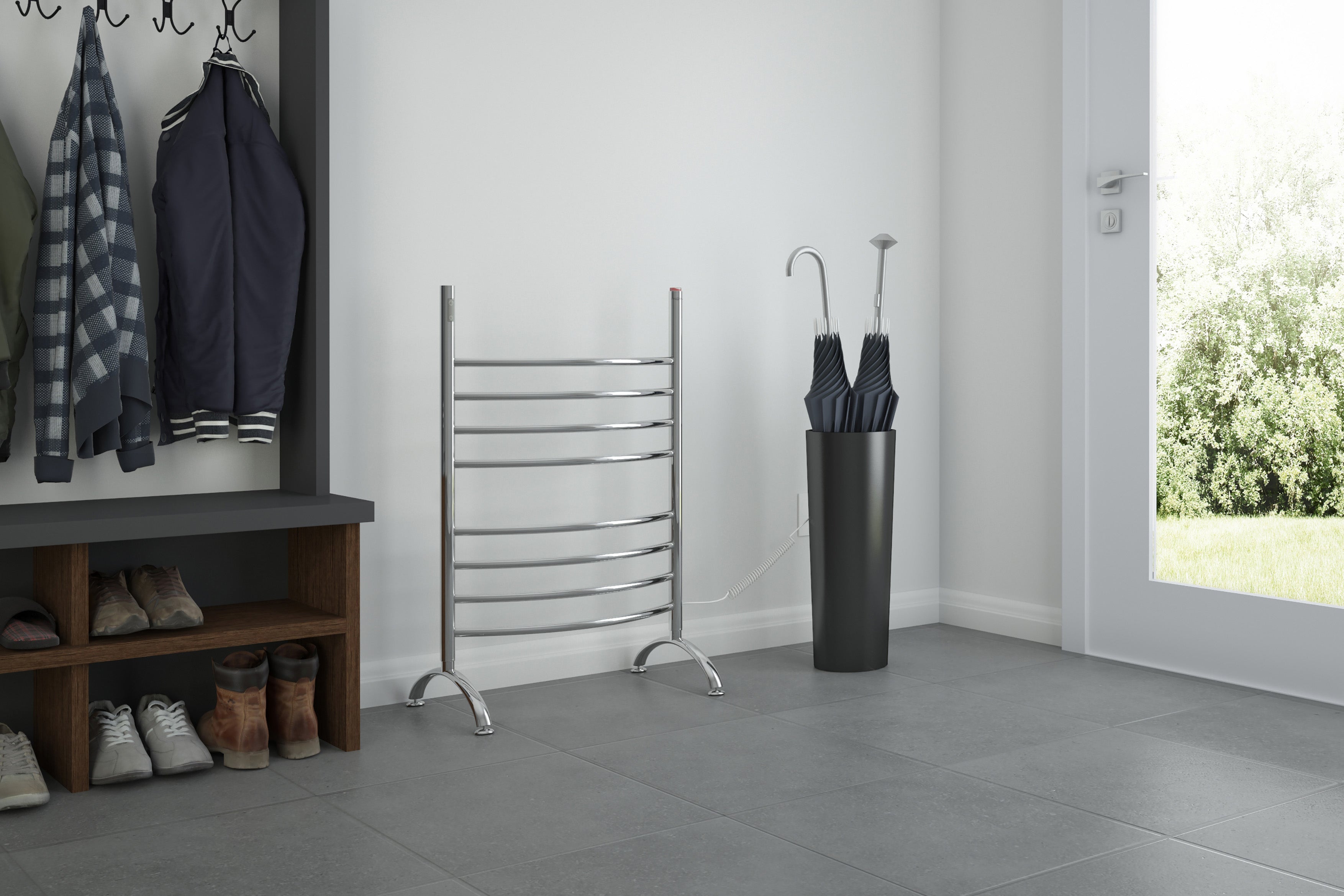 Imperia OBT 3-in-1 8-Bar Towel Warmer with Built-in Timer | Polished Stainless Steel | Perfect for Spas, Bathrooms & Luxury Hotels