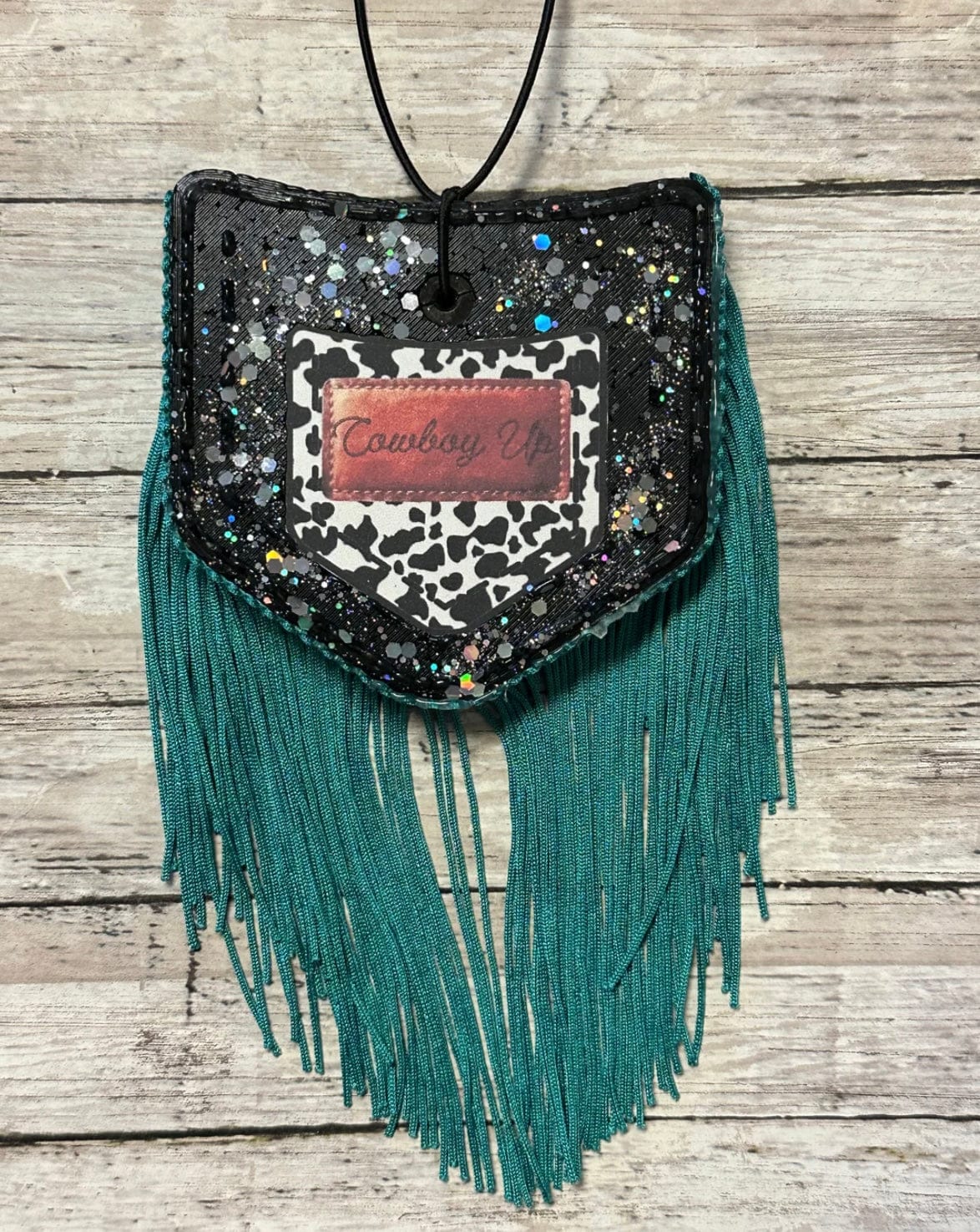 Premium Cowboy Up Blue Leather & Twine Car Air Freshener - Long-Lasting Scent for Cars, Trucks & SUVs - Perfect for Road Trips & Daily Commutes