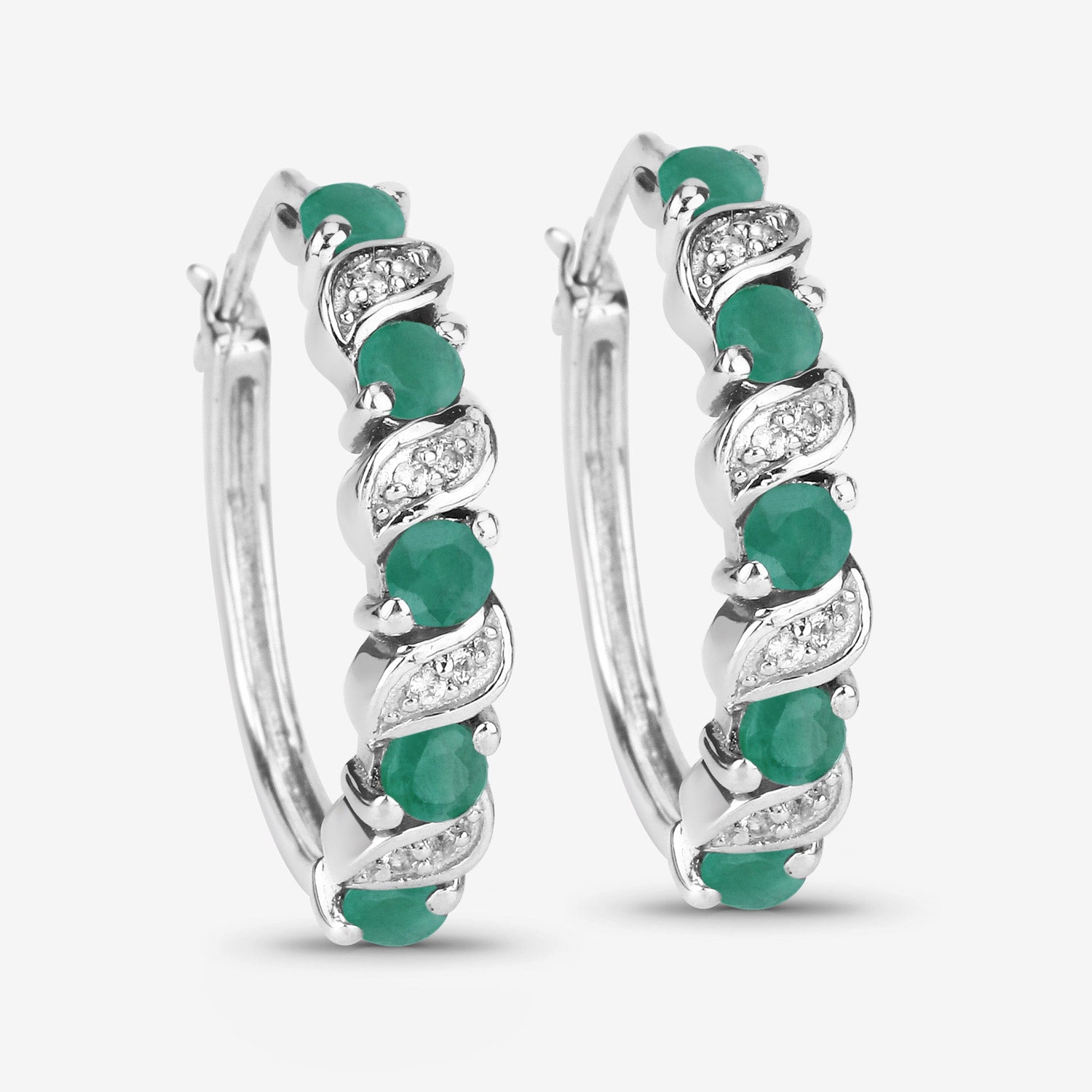 Genuine Green Emerald Hoop Earrings for Women - 14K Gold Plated Dangle Earrings - Elegant Jewelry Gift for Birthday, Anniversary & Special Occasions