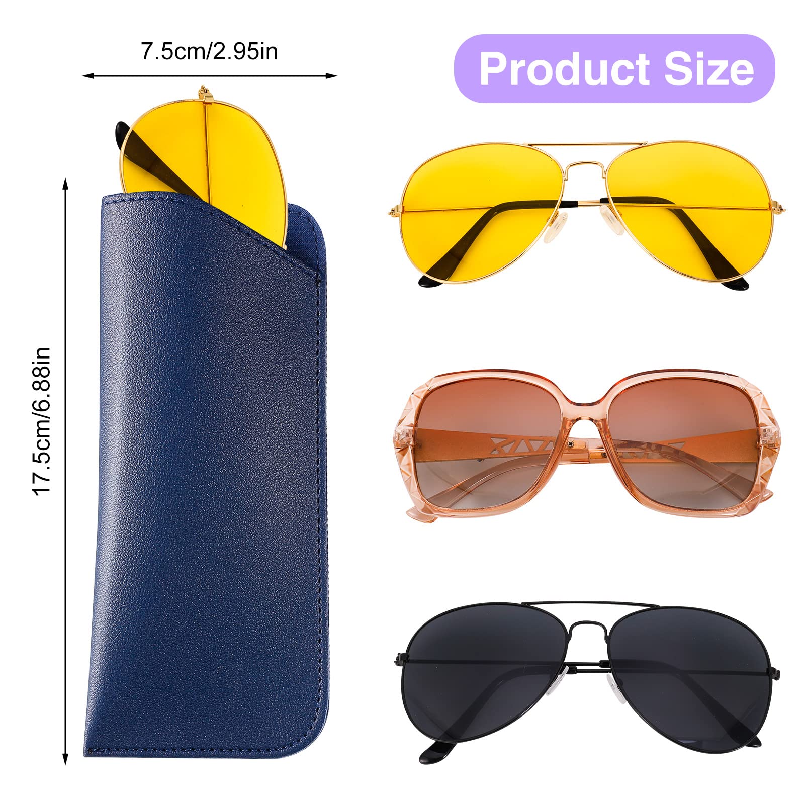 6 Pack Soft Leather Glasses Cases for Women Men & Kids - Durable Travel Eyeglass Holder for Sunglasses & Reading Glasses | Perfect for Travel, Office & Daily Use