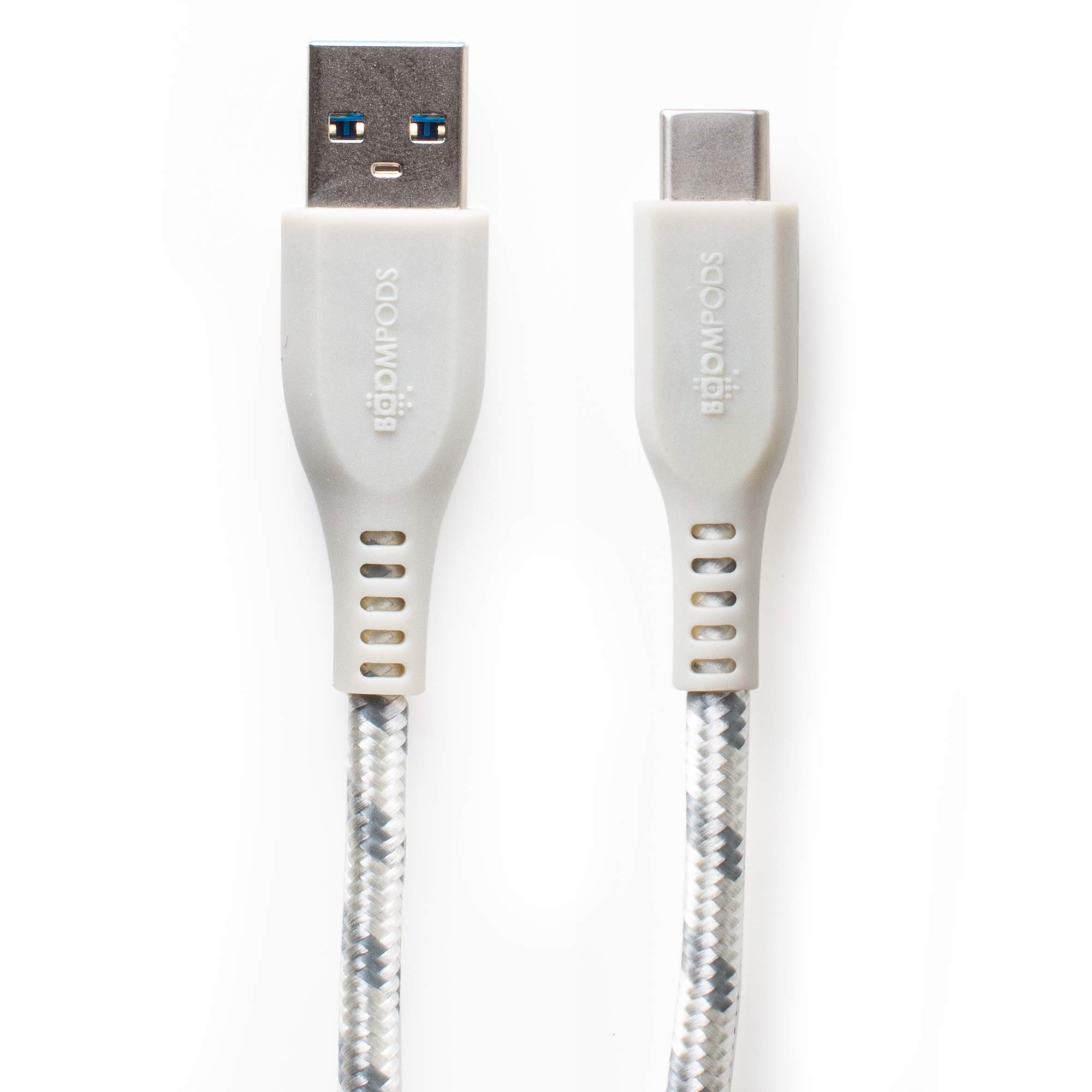 BoomPods Retro Armored USB-C to USB Braided Cable 1.5m (Titanium) - Durable Fast Charging Cord for iPhone, Android, Laptop, Gaming & Travel Accessories