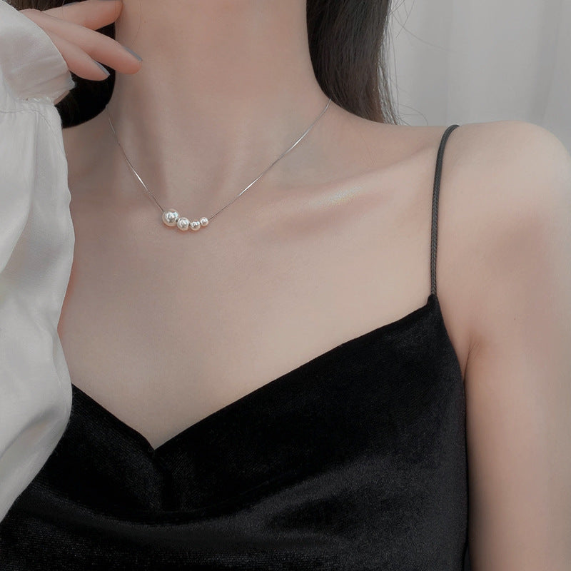 Dainty Irregular Pearl Bead Chain Necklace | XL9015 - Elegant Layering Jewelry for Women, Perfect for Weddings, Parties & Everyday Wear
