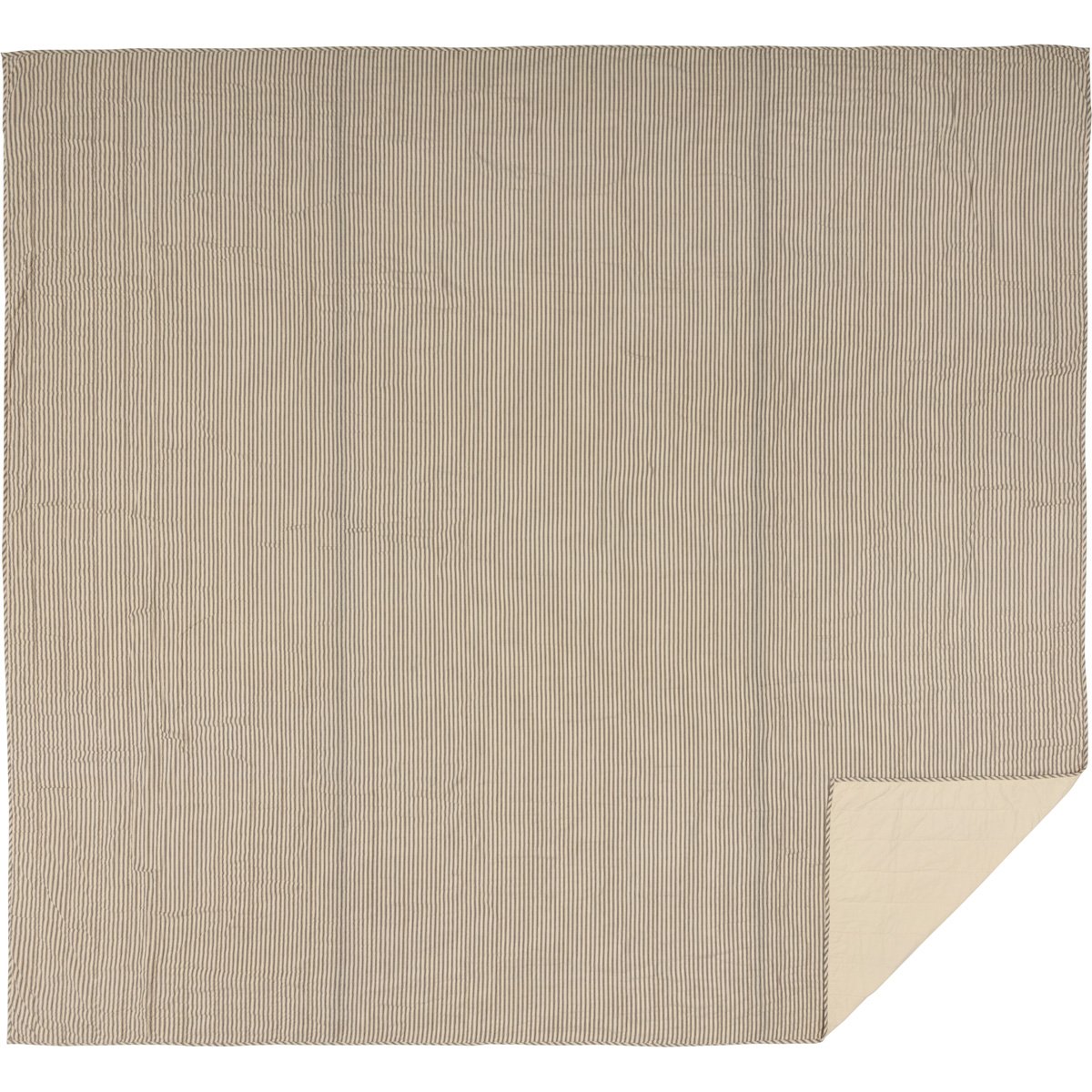 Sawyer Mill Ticking Stripe Quilt King Size 105x95 Inches - Charcoal Grey Cotton Bedspread for Cozy Bedroom Decor | Perfect for Master Bedroom, Guest Room & Farmhouse Style Homes