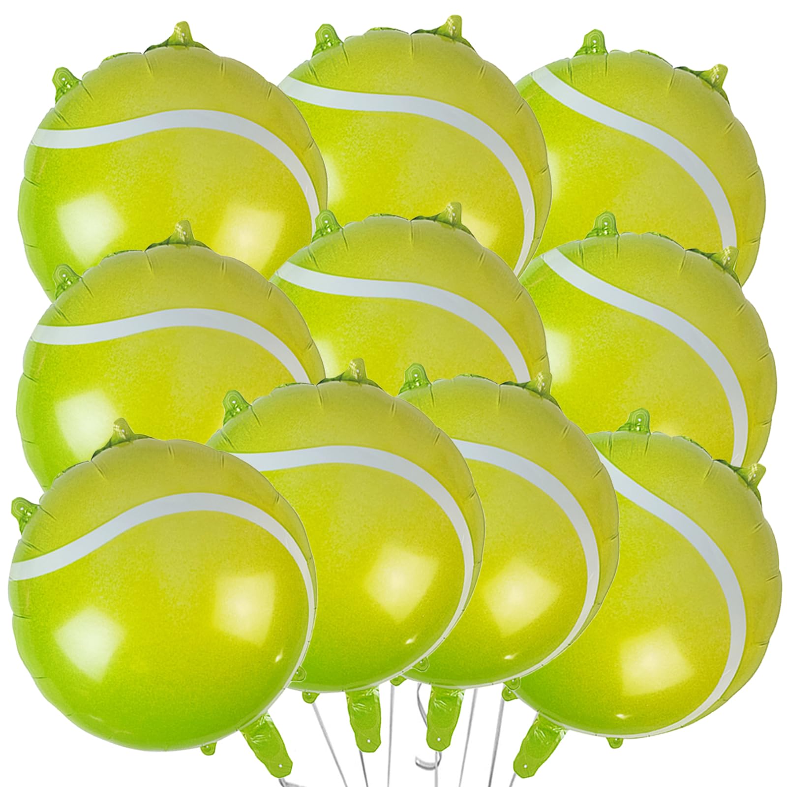 10Pcs Tennis Party Balloons Decorations - Tennis Ball Foil Mylar Balloons for Sports Themed Birthday Party, Baby Shower & Graduation Supplies - Perfect for Men, Women & Kids Decorations