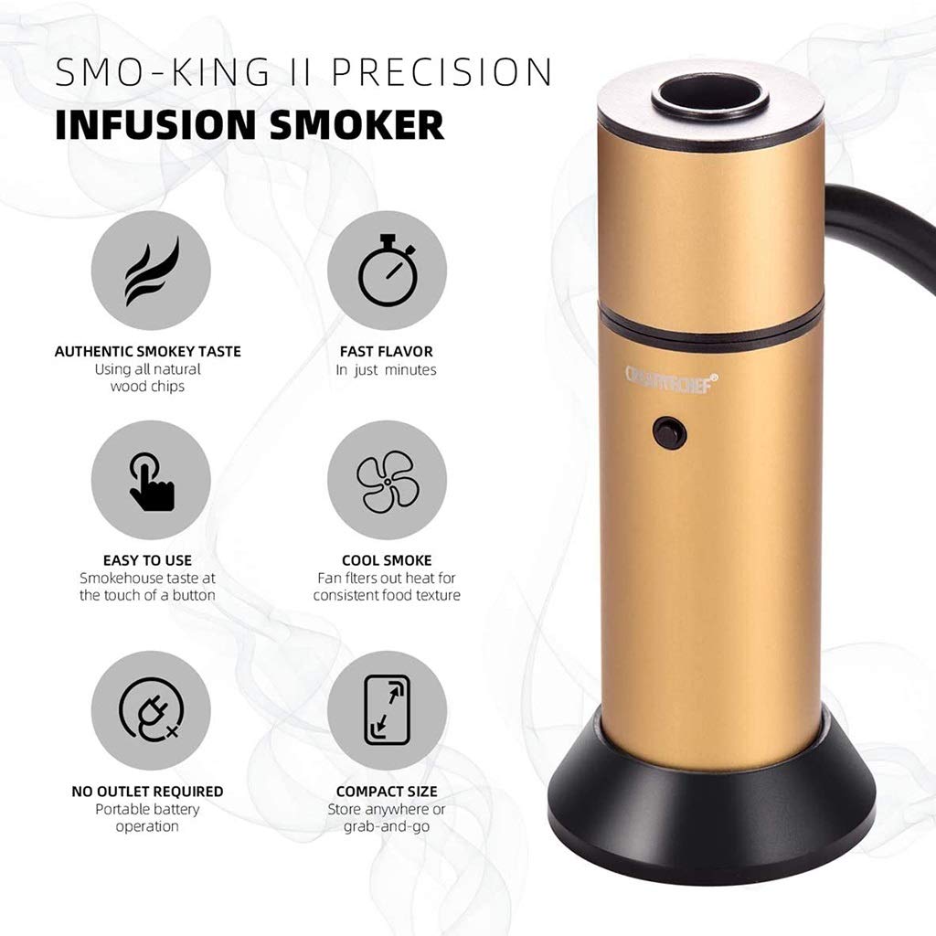 Portable Wood Smoke Gun Infuser for Kitchen, BBQ, and Cocktails - Enhance Flavor of Meat, Cheese, Steak, Popcorn & Drinks | Perfect for Home Cooking, Outdoor Grilling & Mixology
