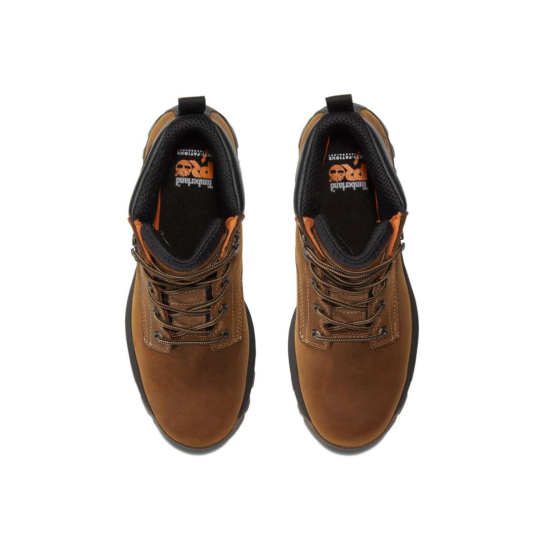 Titan EV 6 Inch Soft Toe Waterproof Work Boots for Men - Brown Safety Shoes for Construction, Hiking & Outdoor Work - Slip Resistant & Comfortable