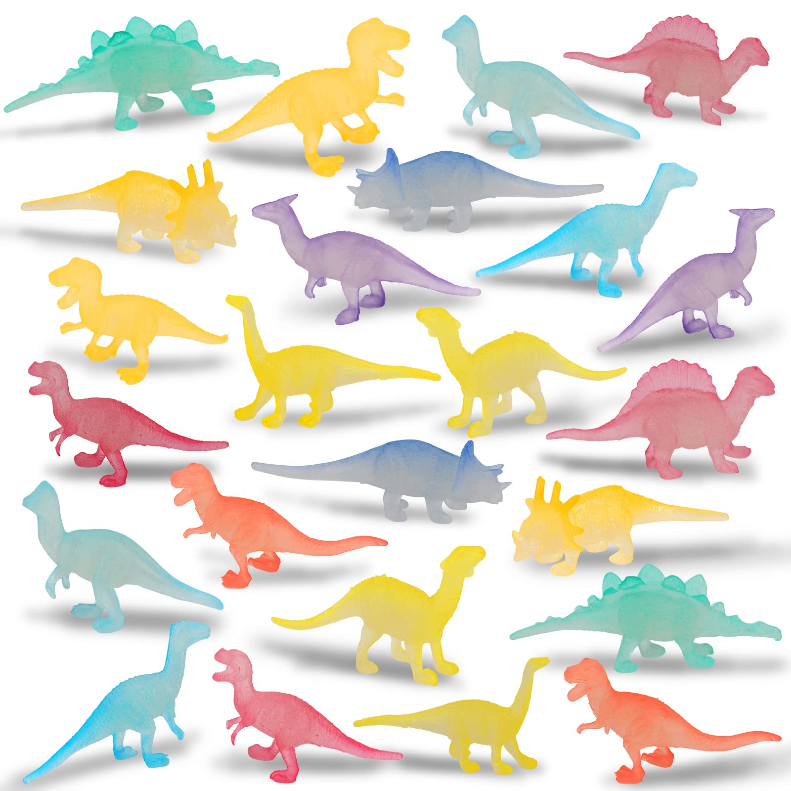 OOTSR 36-Piece Glow in The Dark Dinosaur Toys Set - Realistic Mini Plastic Dinosaur Figures for Kids, Dinosaur Party Favors, Cake & Cupcake Decorations, Easter Egg Fillers (12 Styles) - Perfect for Birthday Parties, Classroom Rewards & STEM Learning Activities