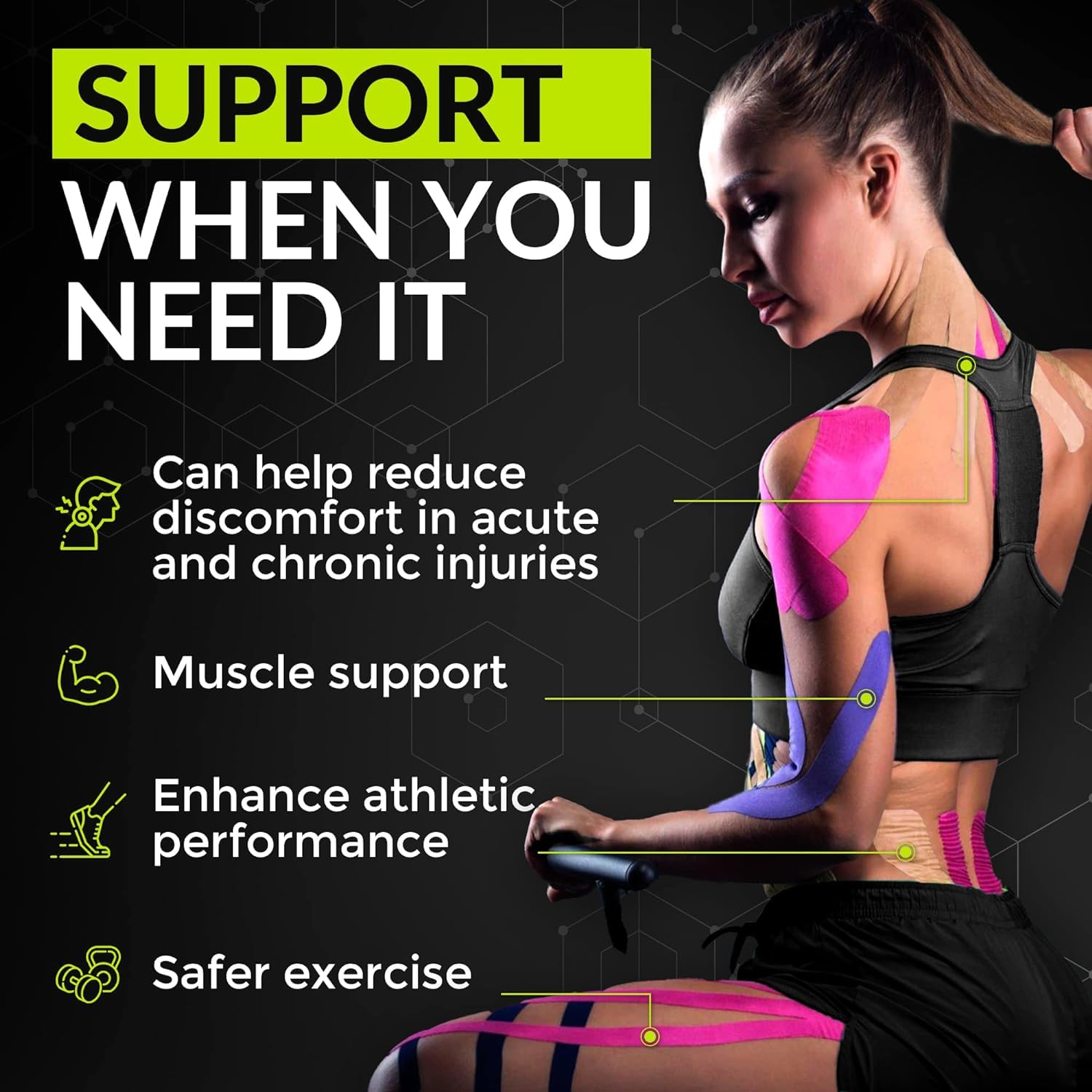TapeGeeks Kinesiology Tape Roll - Hypoallergenic Athletic Sports Tape for Muscle Support, Pregnancy Belly Support & Sensitive Skin | Medical Grade, Beige, Anti-Aging Face Tape | Ideal for Post-Workout Recovery, Maternity Support & Skincare Routine
