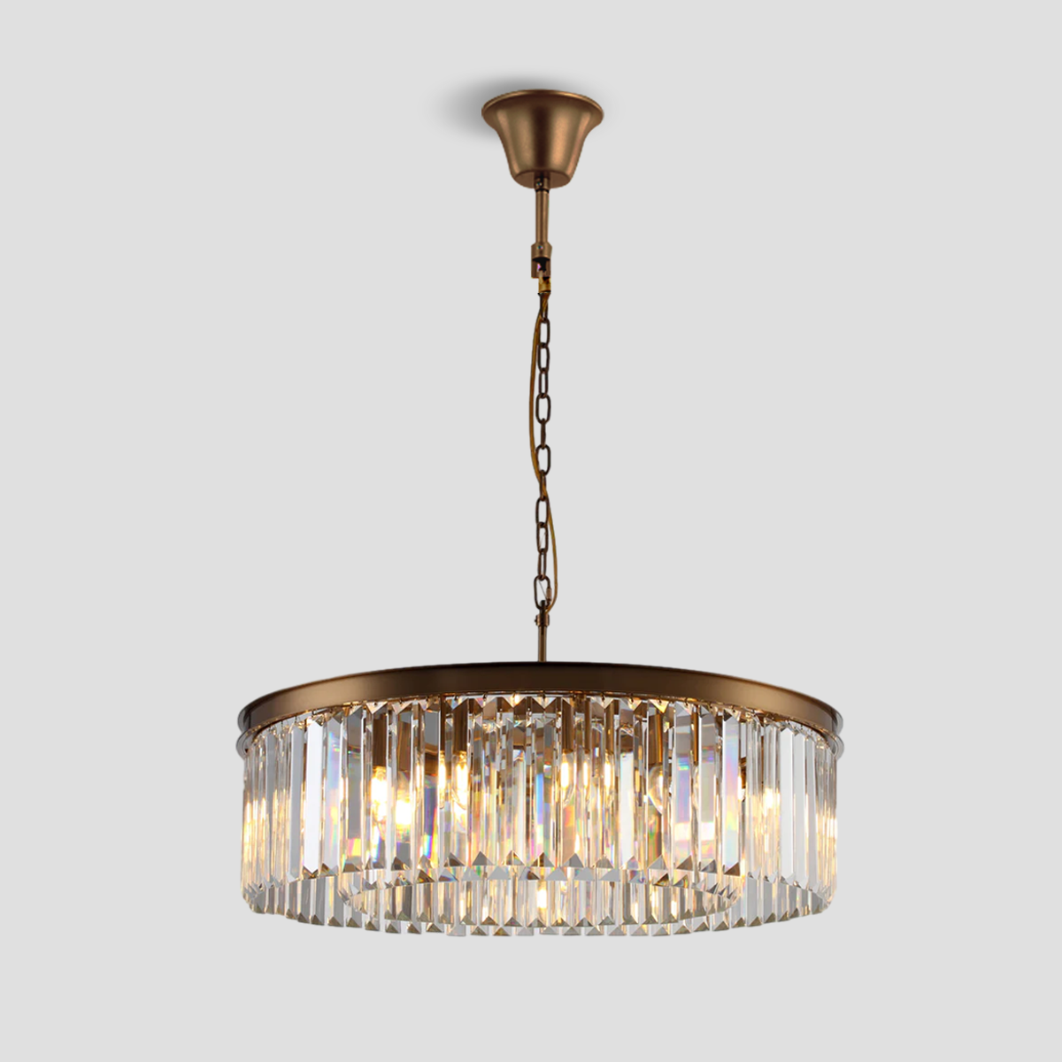 Falria 1-Tier Crystal Round Chandelier - Elegant Ceiling Light Fixture for Dining Room, Bedroom & Living Room Decor