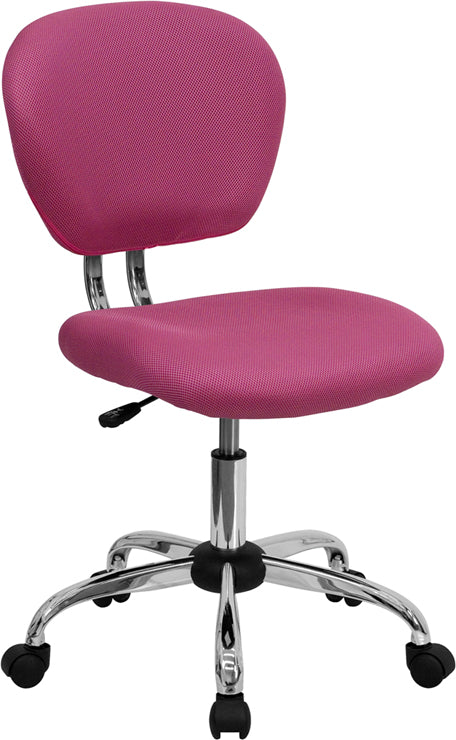 FLASH Beverly Mid Back Black Mesh Office Chair with Padded Seat, Swivel & Adjustable Height, Chrome Base & Arms - Ergonomic Desk Chair for Home & Office Workspace