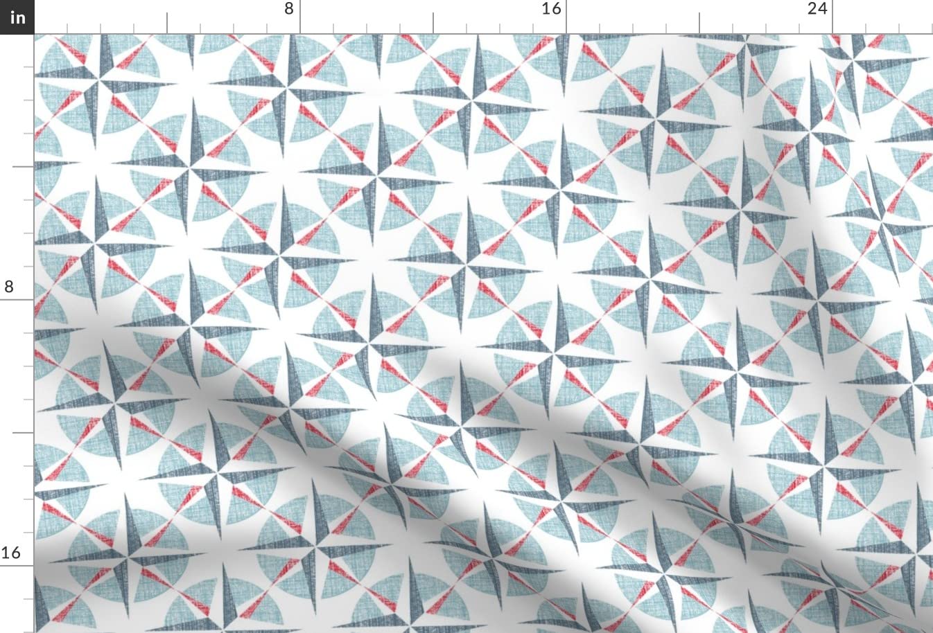 Art Deco Ocean Sea Printed Satin Fabric by The Yard - Premium Sewing Material for Lining, Apparel, Fashion, Blankets & Home Decor - Perfect for DIY Projects, Upholstery & Crafting