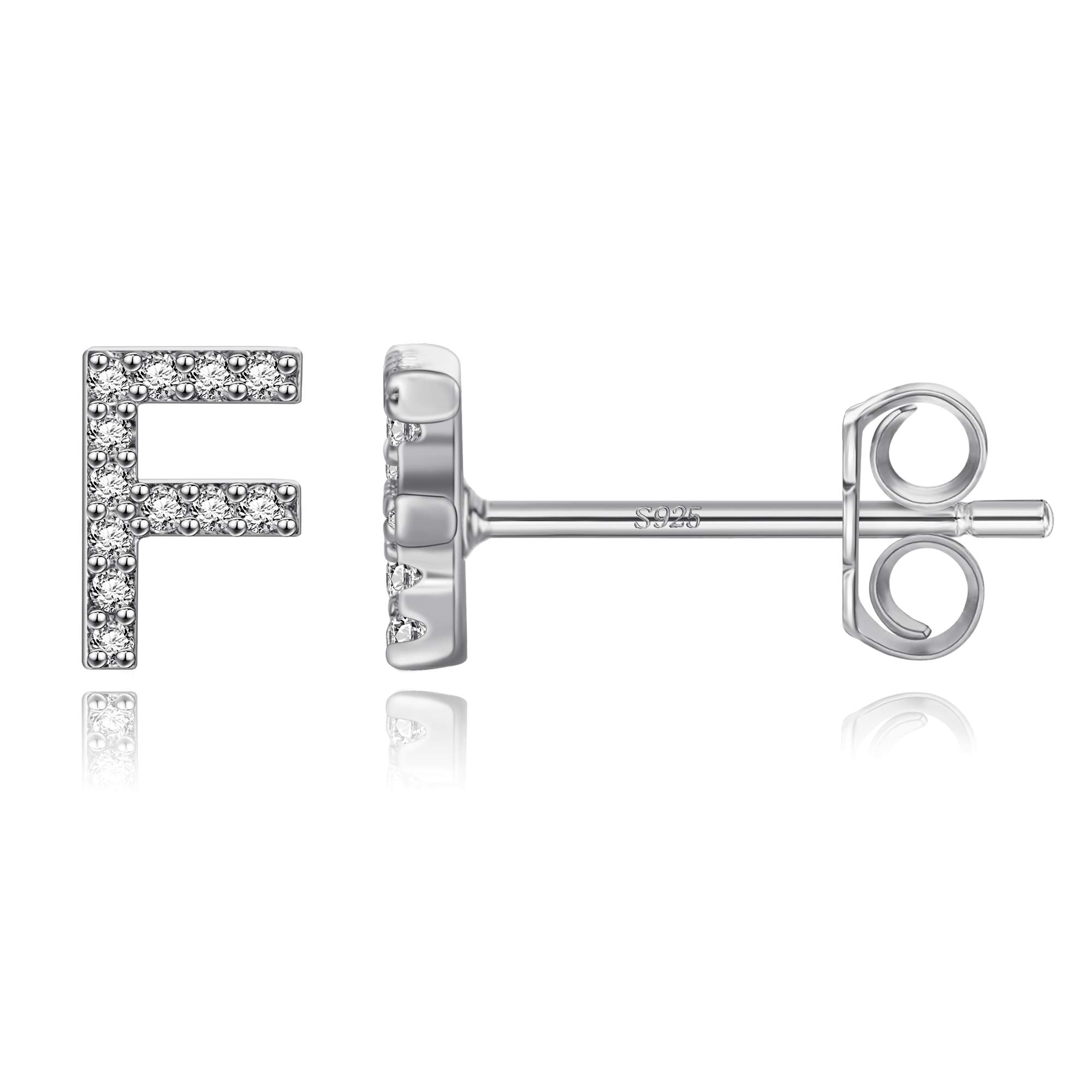 MONOOC Initial Stud Earrings for Women & Girls - Hypoallergenic S925 Sterling Silver Cubic Zirconia Letter Earrings | Perfect Birthday Gift, Everyday Wear & Special Occasion Jewelry