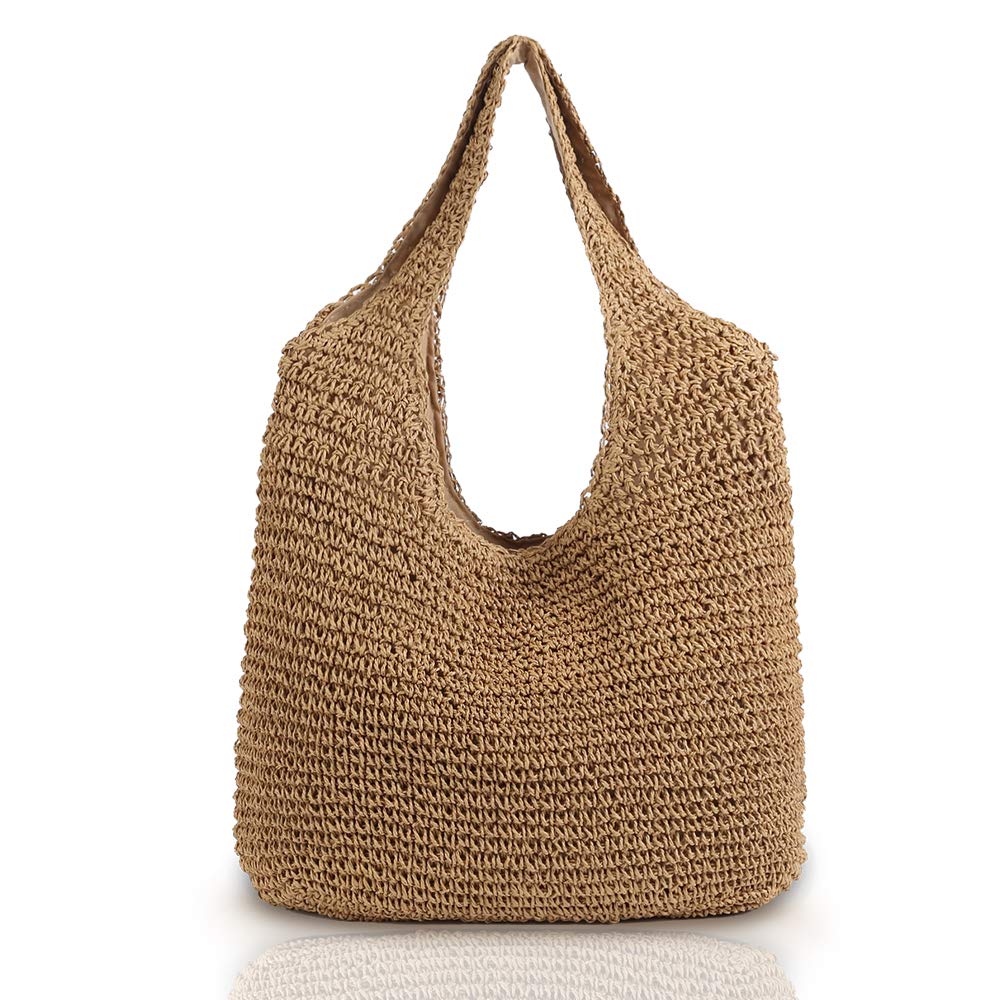 Hand-Woven Soft Large Straw Shoulder Bag - Boho Straw Handle Tote for Women - Retro Summer Beach Bag - Rattan Handbag for Vacation, Picnic, and Outdoor Activities