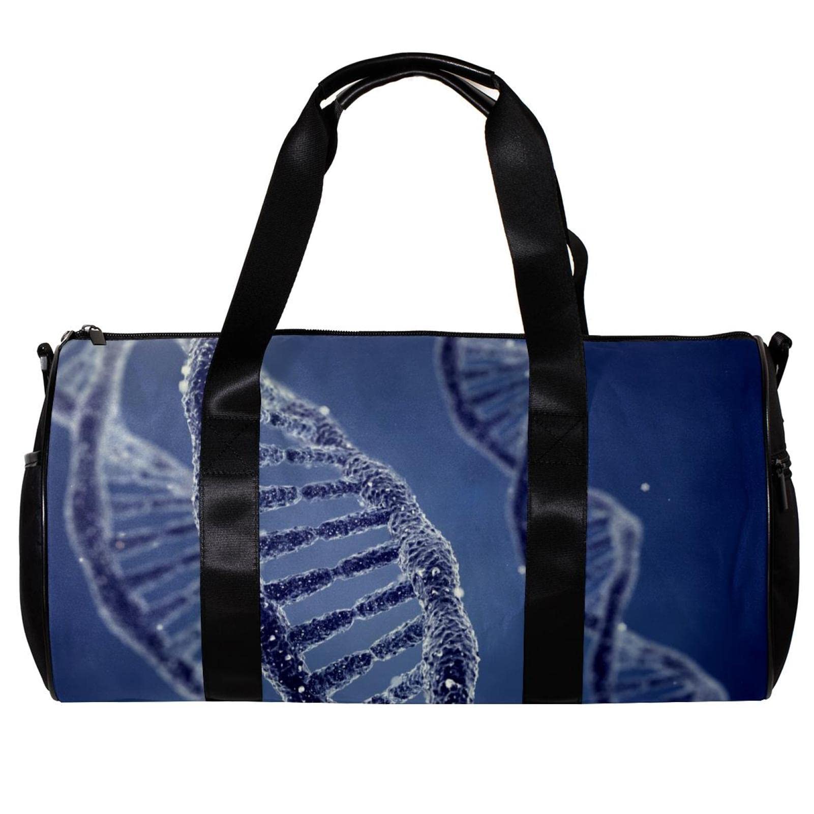 DNA Gene Strand Themed Gym Duffle Bag - Large Capacity Overnight Weekender Carry On Travel Bag for Workouts, Gym, Travel & Weekend Getaways