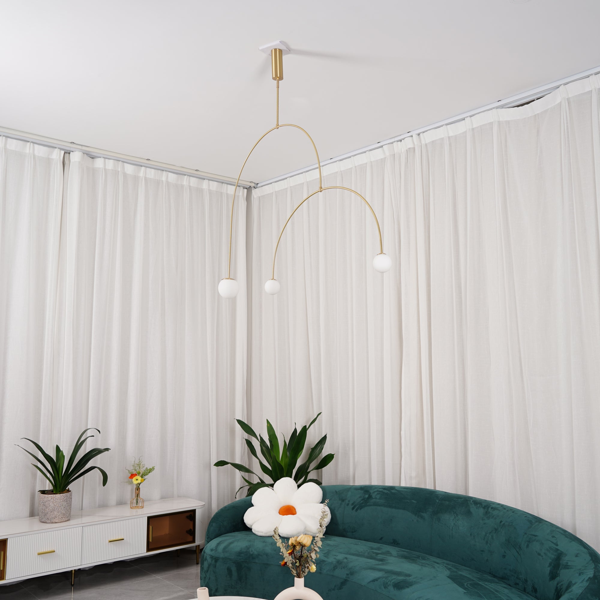 Elegant Crystal Mobile Chandelier - Modern Ceiling Light Fixture for Bedroom, Dining Room & Living Room Decor