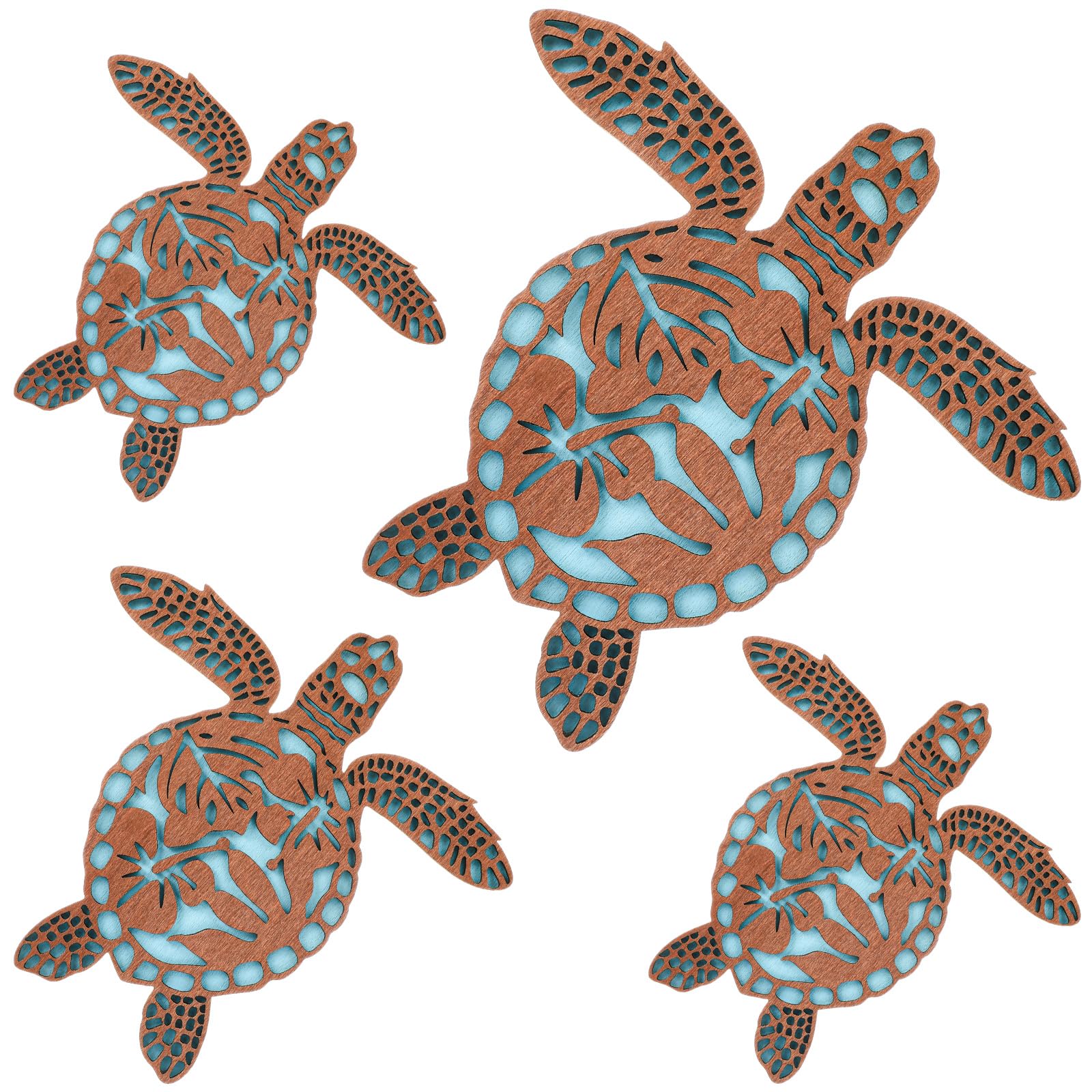 4 Pcs Coastal Wall Decor - Blue Sea Turtle, Surfboard, Seahorse, Starfish & Seashell Art for Beach Theme Bathroom, Bedroom & Home Decor | Perfect for Coastal Living Rooms, Vacation Homes & Nautical Nursery