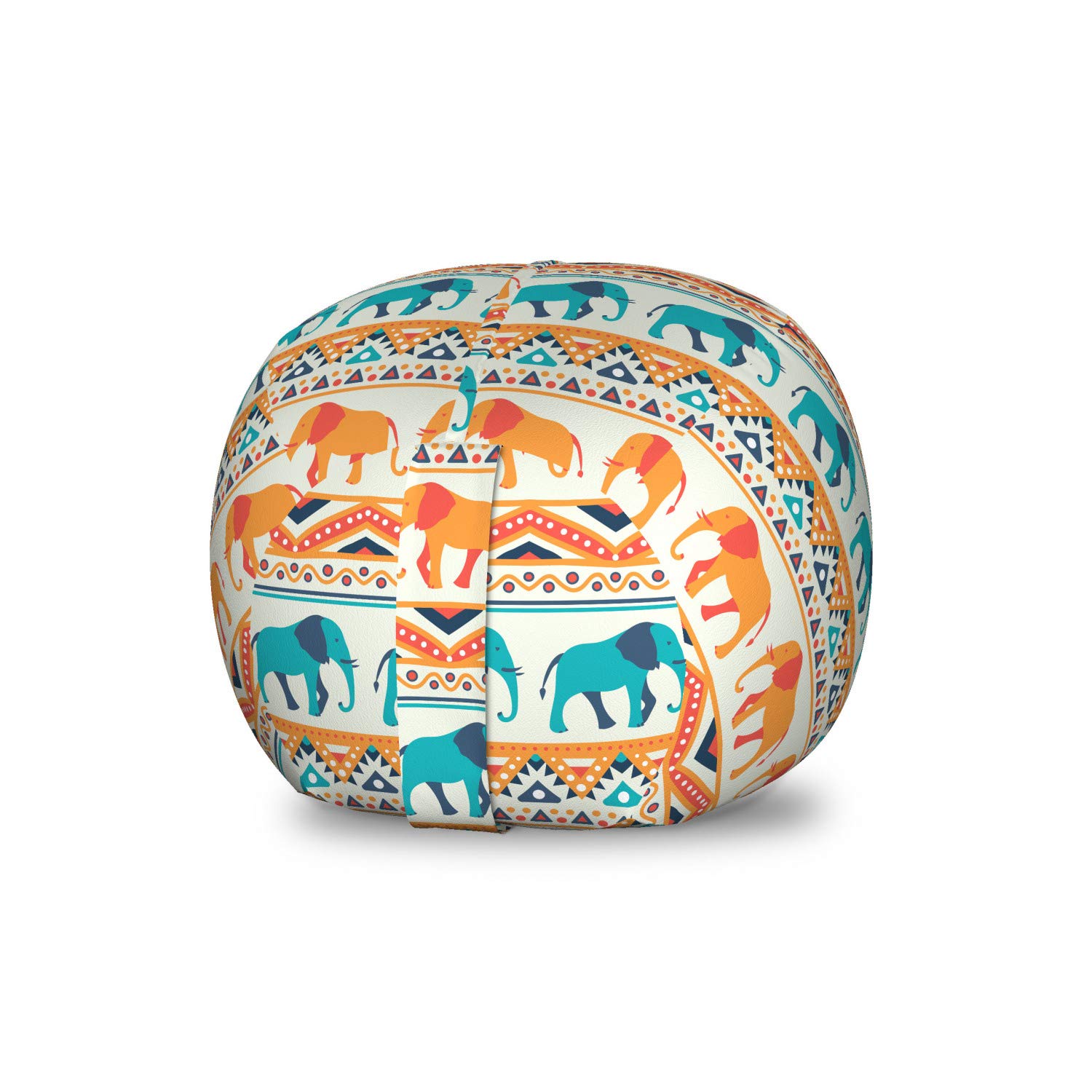 Ambesonne Ethnic Storage Toy Bag Chair - Colorful Native Geometric Elephant Design, Washable Stuffed Animal Organizer (Small, Multicolor) - Perfect for Kids' Room, Playroom & Nursery Organization
