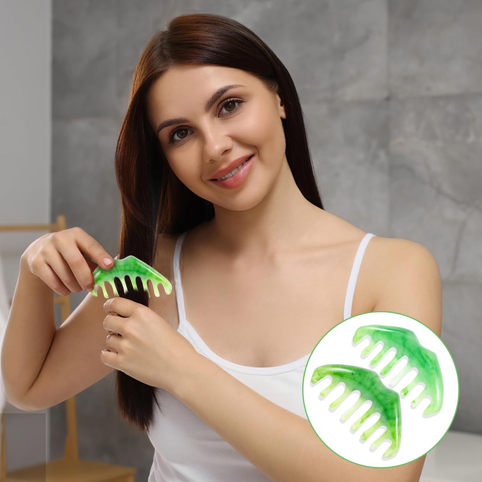 2PCS Gua Sha Comb & Facial Massage Tool - Handheld Head & Body Massager for Relaxation, Scalp Care, and Stress Relief - Perfect for Home Spa, Self-Care, and Postpartum Recovery