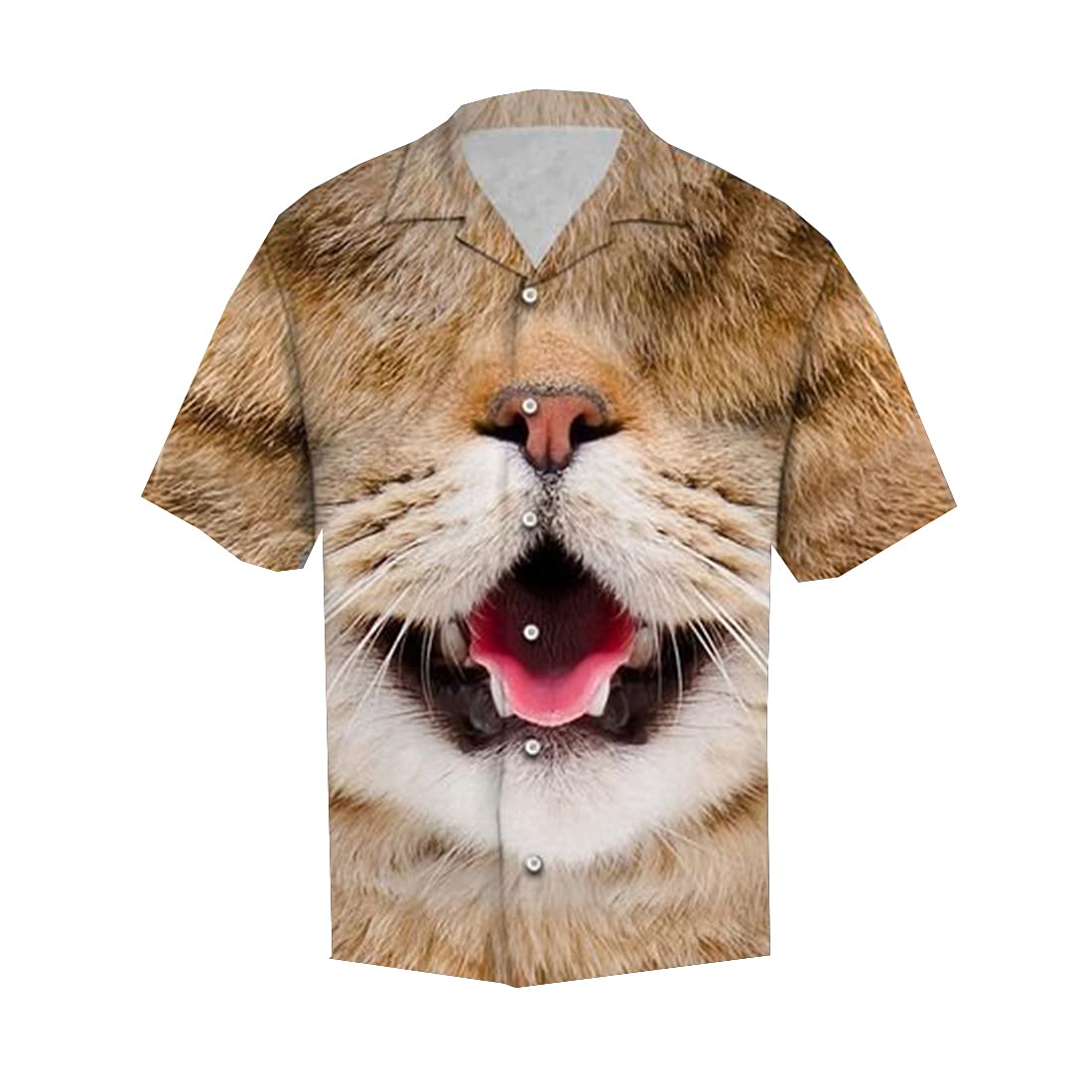 Men's Tropical Cat Hawaiian Shirts - Summer Short Sleeve Button Down Shirts with Fun Cat Prints | Perfect for Beach Vacations, Luau Parties & Casual Summer Wear