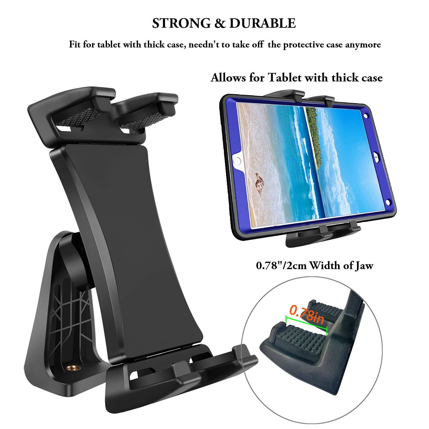 360° Rotatable Universal Tablet Tripod Mount Adapter with Bluetooth Remote - Compatible with iPad Pro 12.9/11/10.5, iPad Air/Mini, Surface Tab, Galaxy Tab & 3.5-13.5