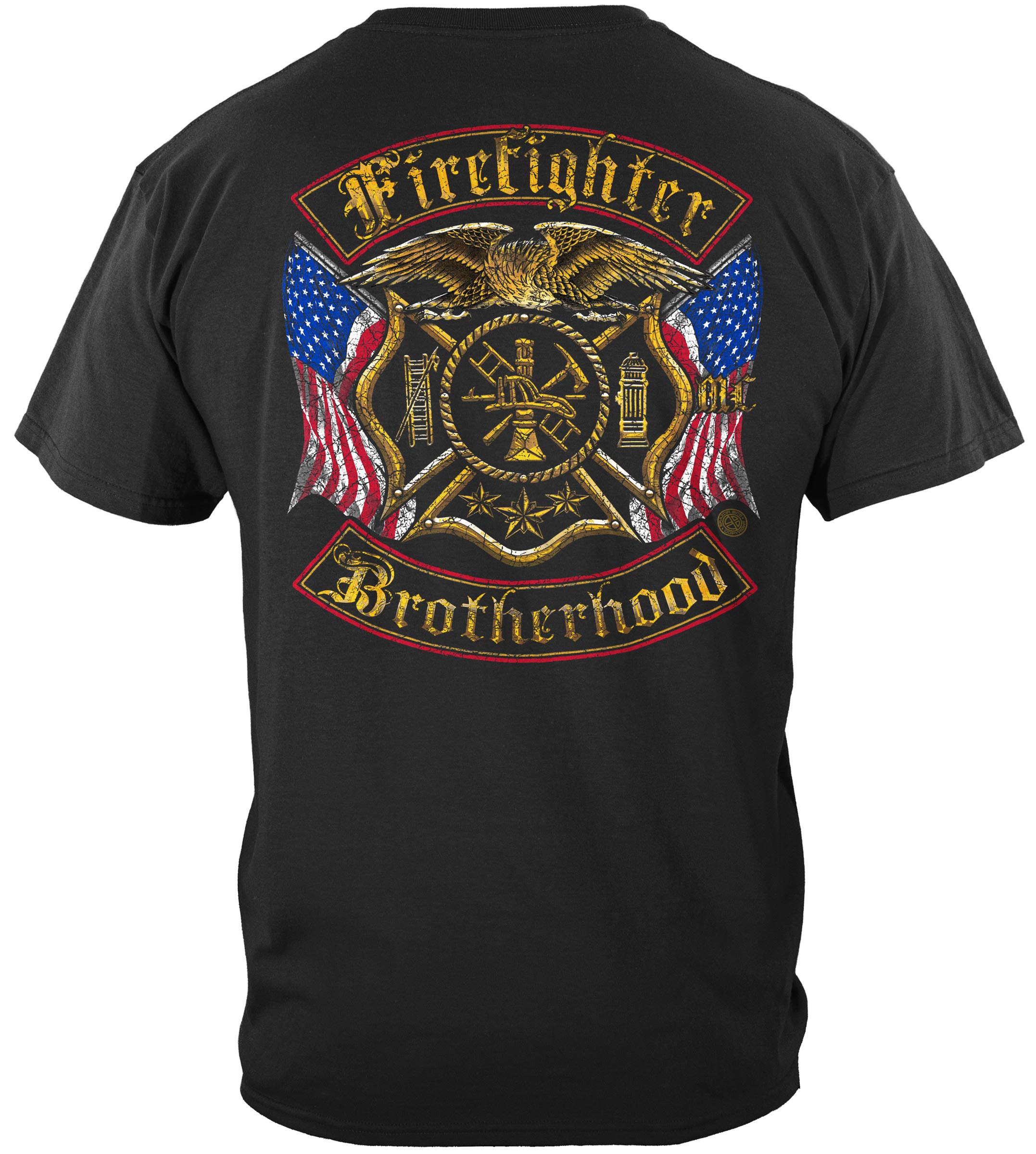 Erazor Bits Firefighter T-Shirt - Steel Fire Wings Design with Foil Stamp Print - Comfortable Cotton Tee for Firefighters, First Responders & Fire Safety Enthusiasts