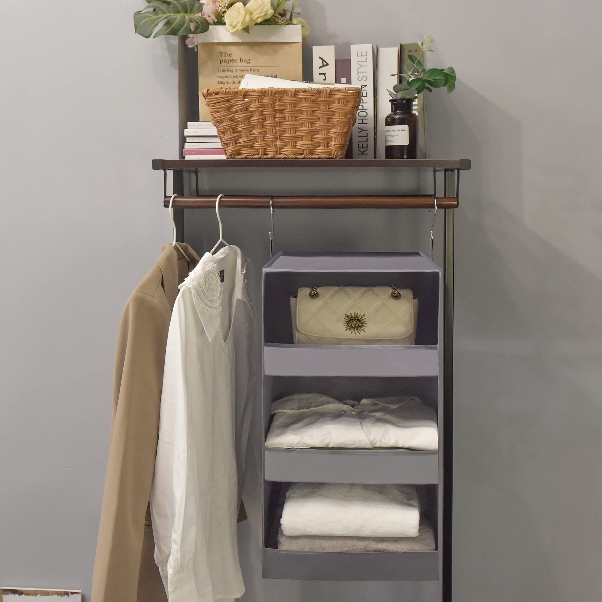 GRANNY SAYS Extra Large Rectangle Storage Bins & Hanging Closet Organizer Set - 1-Pack Each - Space Saving Home Organization for Bedroom, Closet, and Office Storage Solutions