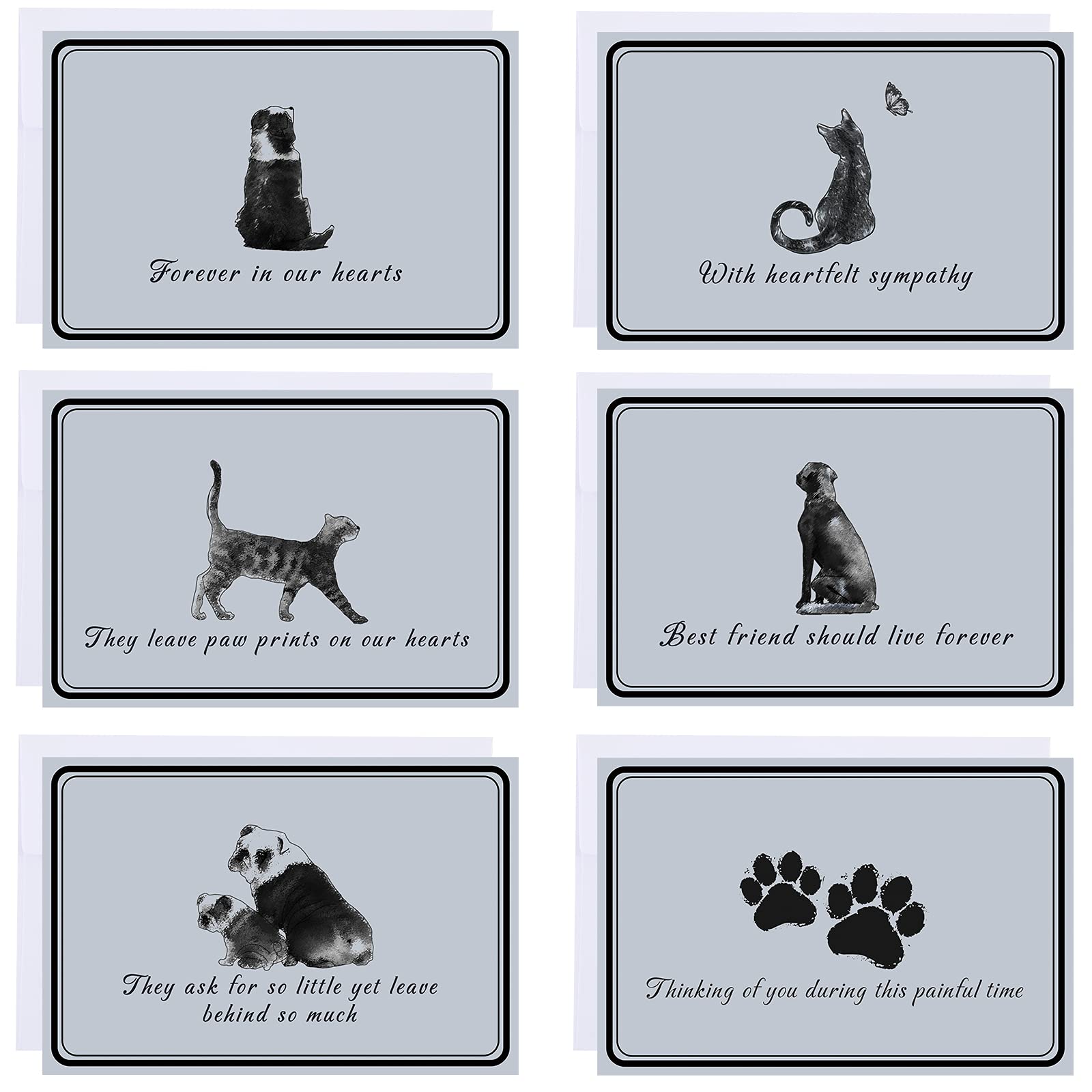 24-Piece Pet Sympathy Cards Set - Thick Condolence Greeting Cards for Loss of Dog, Cat or Beloved Pet with Envelopes | Perfect for Pet Owners, Veterinarians & Animal Lovers to Express Grief Support