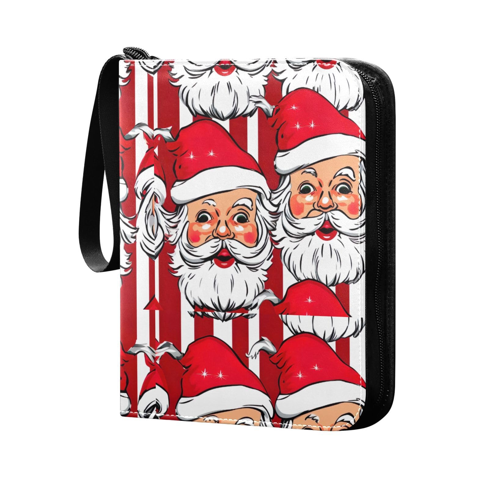 Christmas Santa Claus 4-Pocket Trading Card Binder with 50 Sleeves - Holds 400 Cards, 3-Ring Design for Sports & Collectible Cards - Perfect for Holiday Gifts, Card Trading Events & Collector Storage