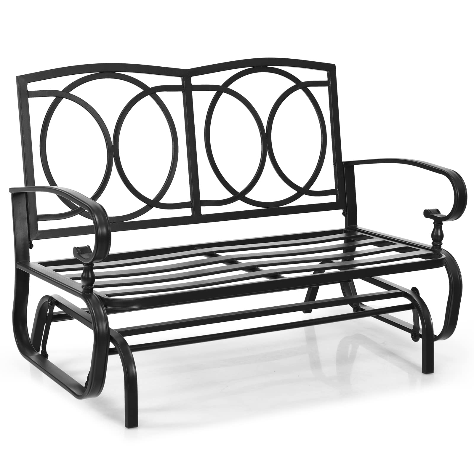 **Tangkula Outdoor Swing Glider Chair for 2 Persons - Patio Loveseat Bench with Steel Frame & Comfortable Cushions - Perfect for Garden, Porch, Balcony & Poolside Relaxation (Beige)**