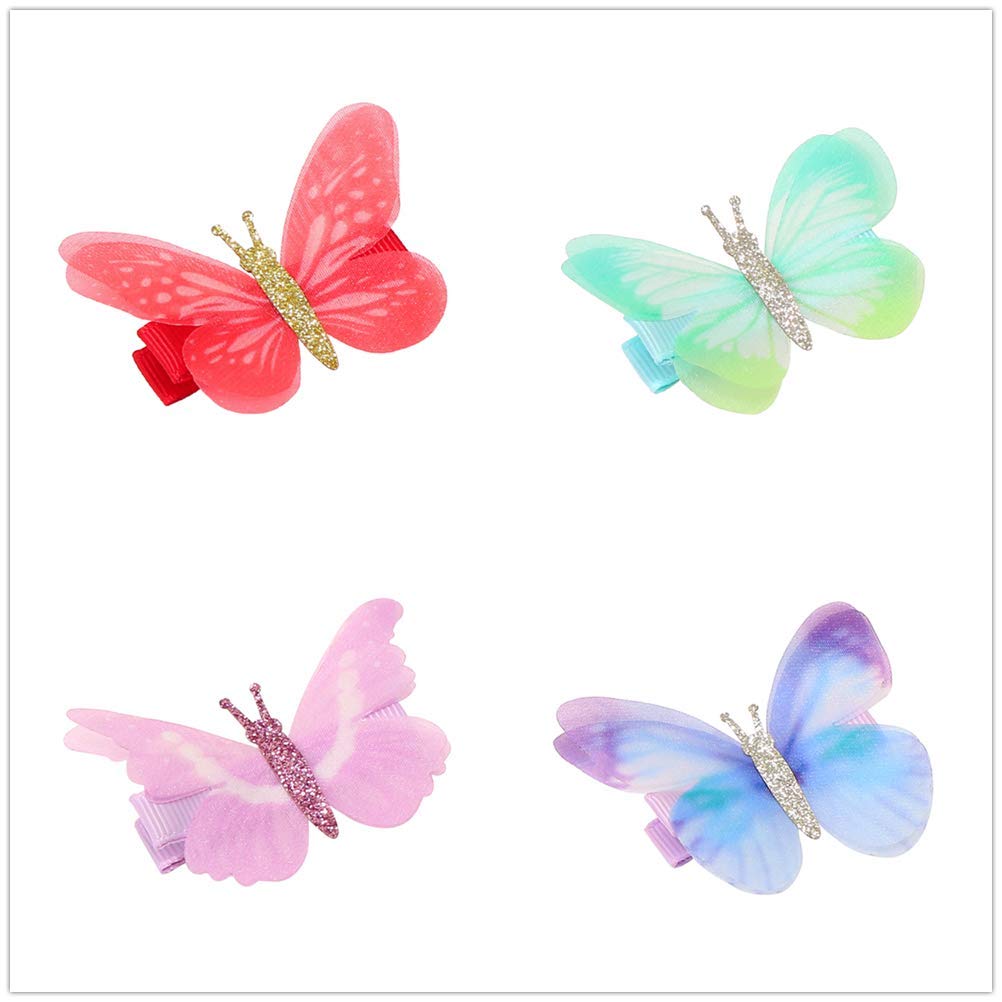 24 Pcs Butterfly Alligator Hair Clips for Baby Girls - Soft Chiffon Hair Barrettes & Hairpins for Toddlers, Kids, Teens & Women - Perfect for Parties, School & Daily Hair Accessories