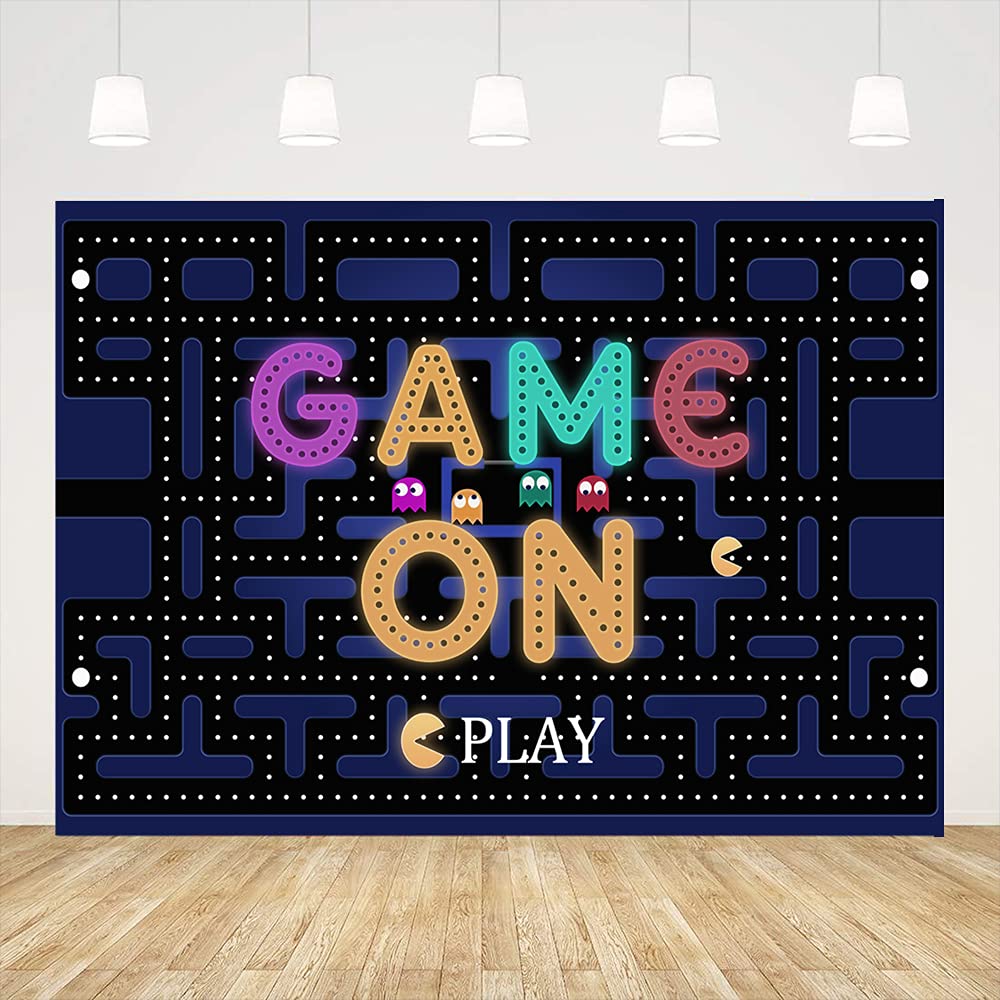 Ticuenicoa 5x3ft Video Game Backdrop for Photography - Colorful Lights Gaming Theme Birthday Party Decorations for Kids & Adults - Perfect for Gaming Parties, Baby Showers, Cake Tables and Photo Booths