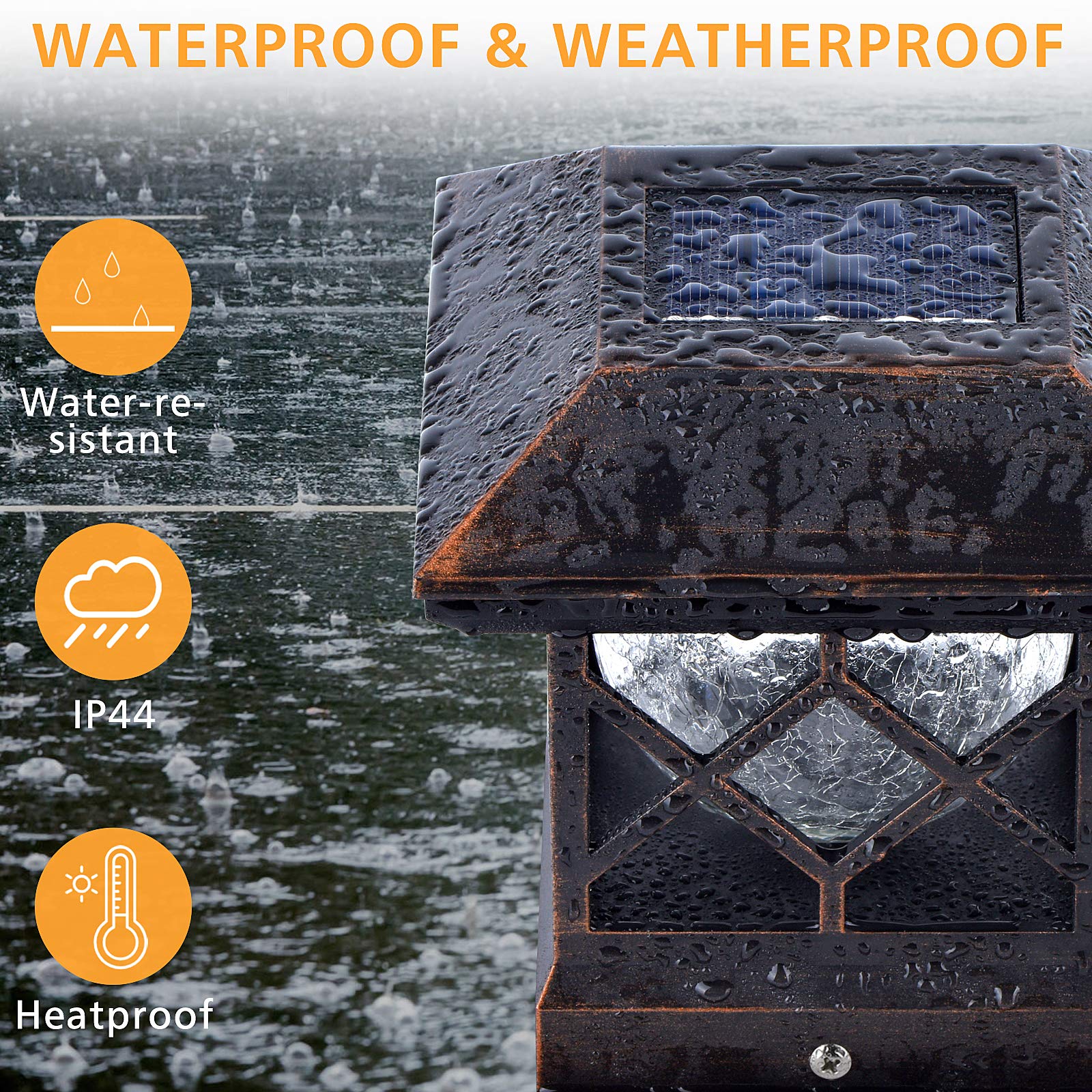 TWINSLUXES Solar Post Cap Lights Outdoor - Waterproof LED Fence Post Solar Lights for 3.5x3.5/4x4/5x5 Wood/Vinyl Posts - Perfect for Patio, Deck, Garden, Pathway, and Driveway Lighting and Decoration