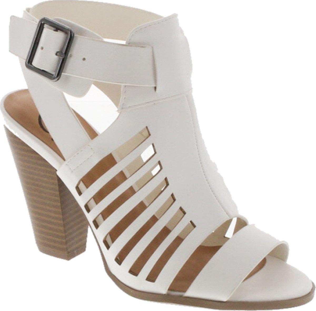Stylish Gladiator Cutout Stacked Heel Sandals with Adjustable Ankle Buckle - Perfect for Summer Outfits & Beach Vacations