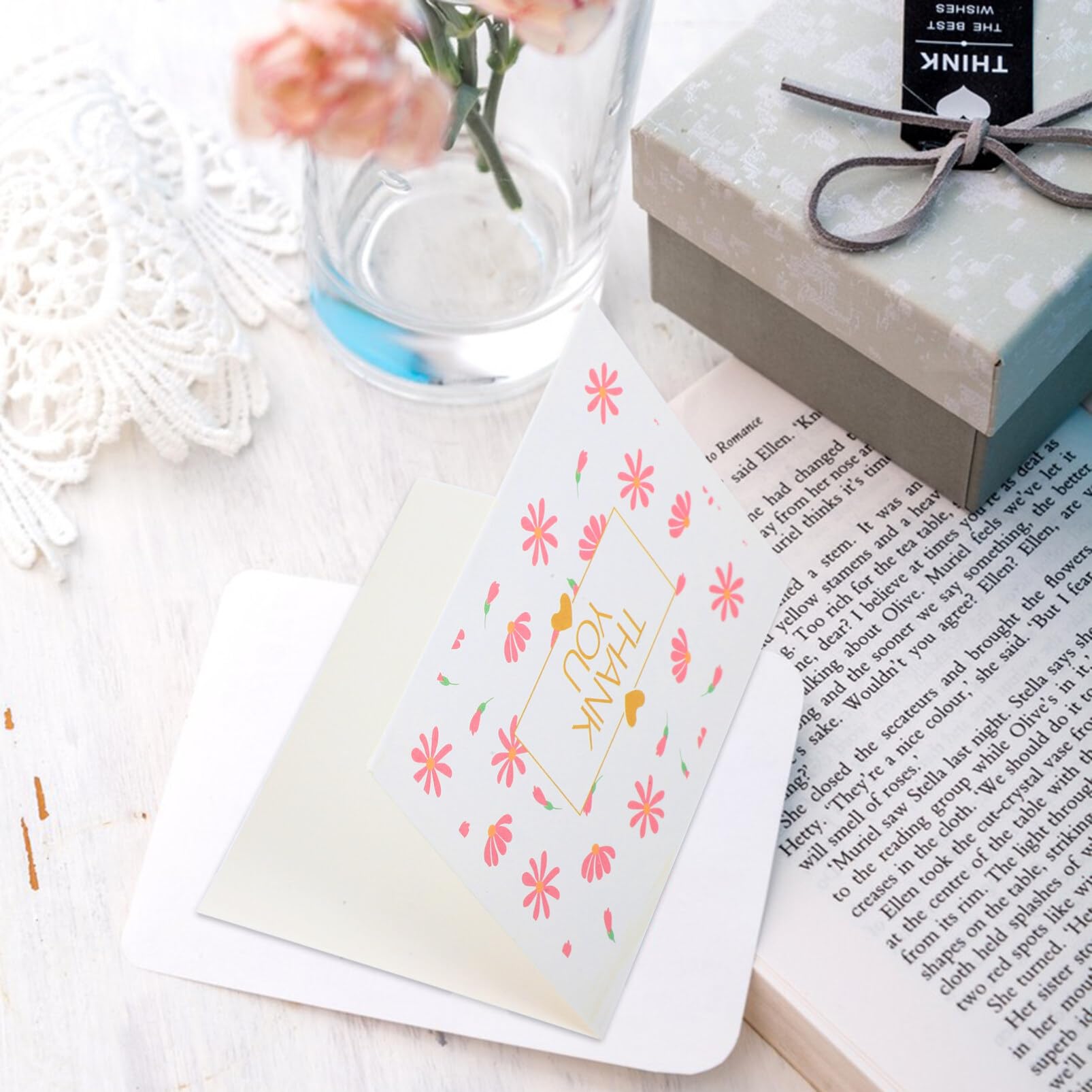 100Pcs Vintage Thank You Cards & Greeting Cards - Blank Note Cards for Graduation, Birthday, Wedding, Baby Shower - Perfect for Handwritten Notes, Party Invitations & Special Occasions