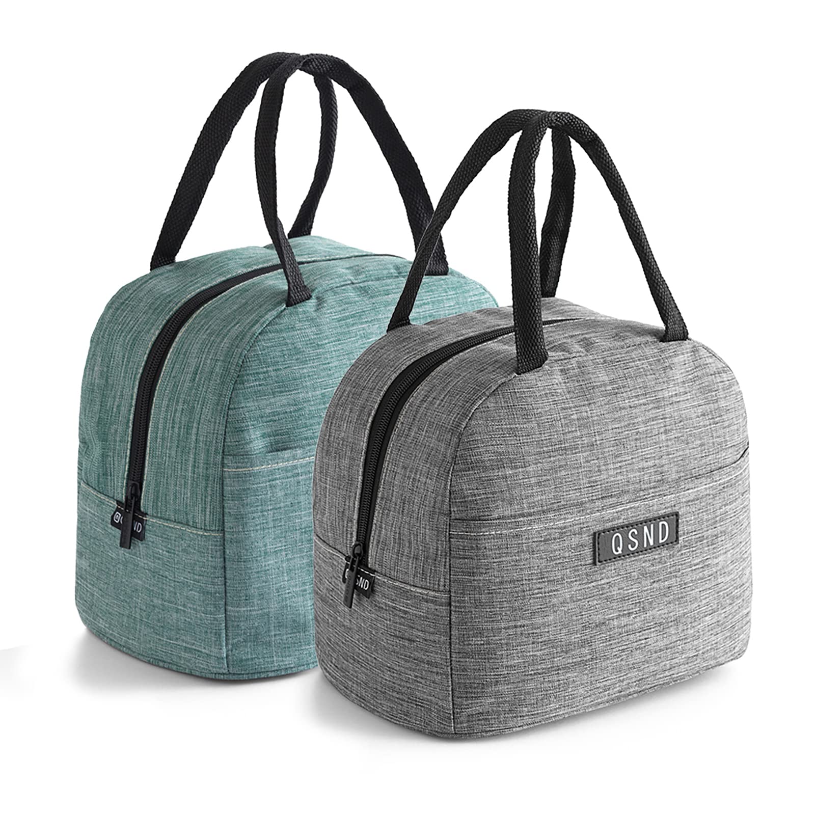 HiPretty 2 Pack Insulated Lunch Bags for Kids & Adults - Leakproof Freezable Lunch Tote for School, Work & Picnics - Gray & Green Reusable Lunch Box for Boys, Girls, Women & Men