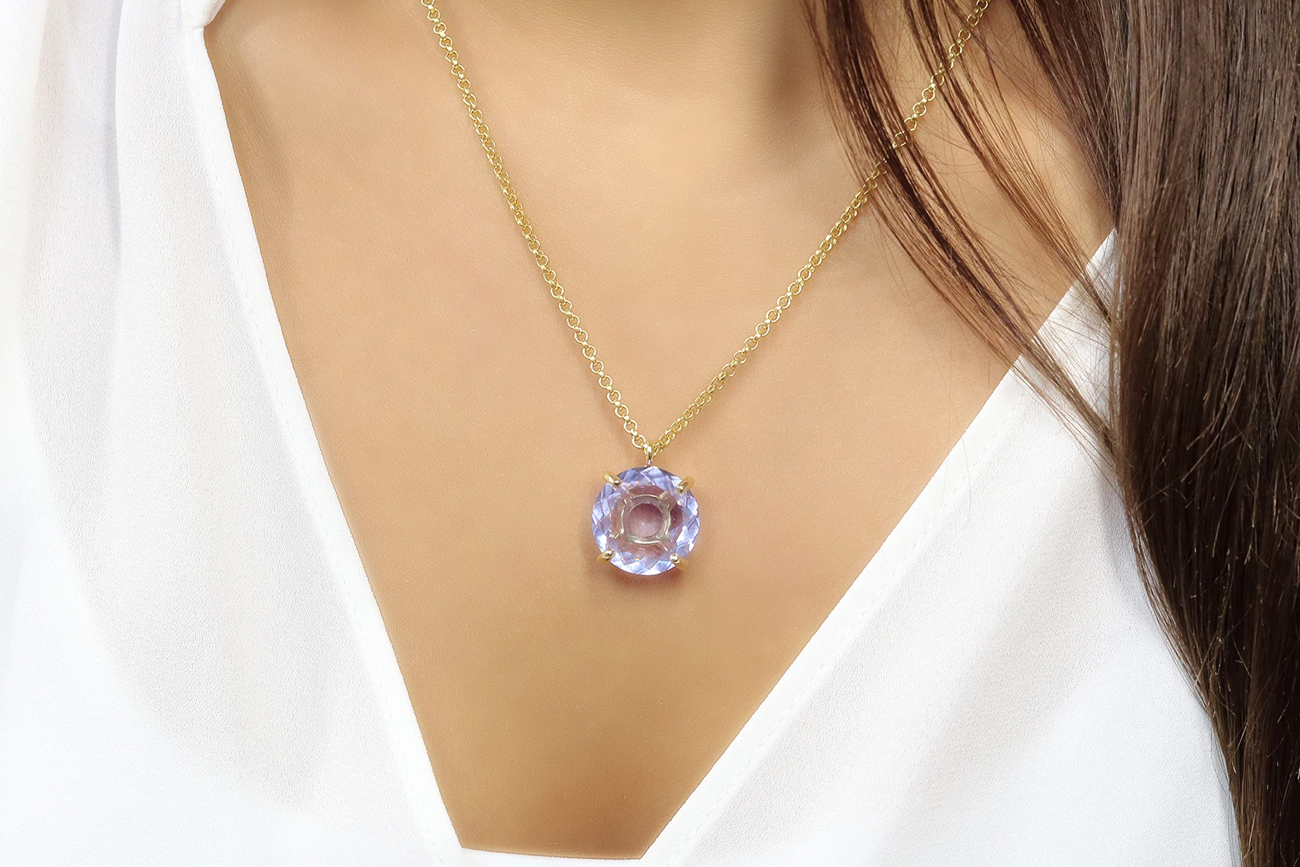 Luxury Tanzanite Solitaire Necklace - Elegant Crystal Pendant Jewelry for Women - Customizable Statement Necklace for Parties, Weddings & Special Occasions