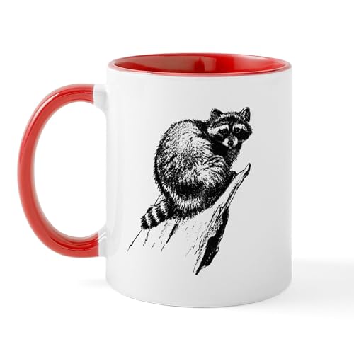 White/Red Inside - Vintage Raccoon Mug