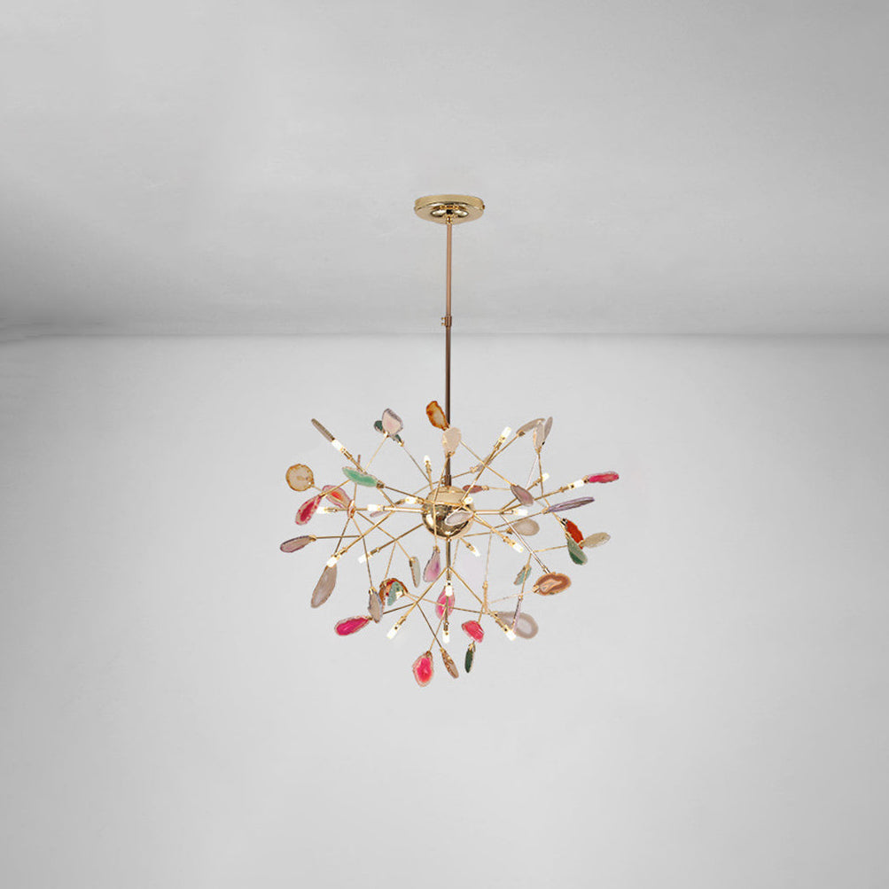 Agate Flake Chandelier - Elegant Natural Stone Crystal Ceiling Light Fixture for Dining Room, Living Room, Bedroom Decor | Modern Luxury Home Lighting