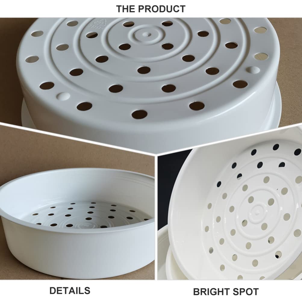 Hemoton 2-Piece Plastic Steamer Basket Set - Multipurpose Kitchen Steamer Rack for Rice Cooker, Pot, Baking & Food Steaming | Durable White Steam Rack for Healthy Cooking, Meal Prep & Home Kitchen Use