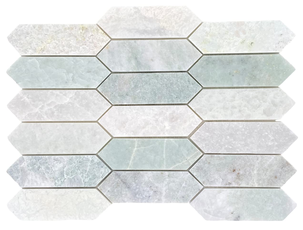 Premium Ming Green Long Picket Pattern Marble Mosaic Tile - Polished Finish for Floor & Wall - 5 Sheet Pack (4.85 Sqft) - Perfect for Kitchen Backsplash, Accent Walls, Bathroom Decor & Modern Interior Design