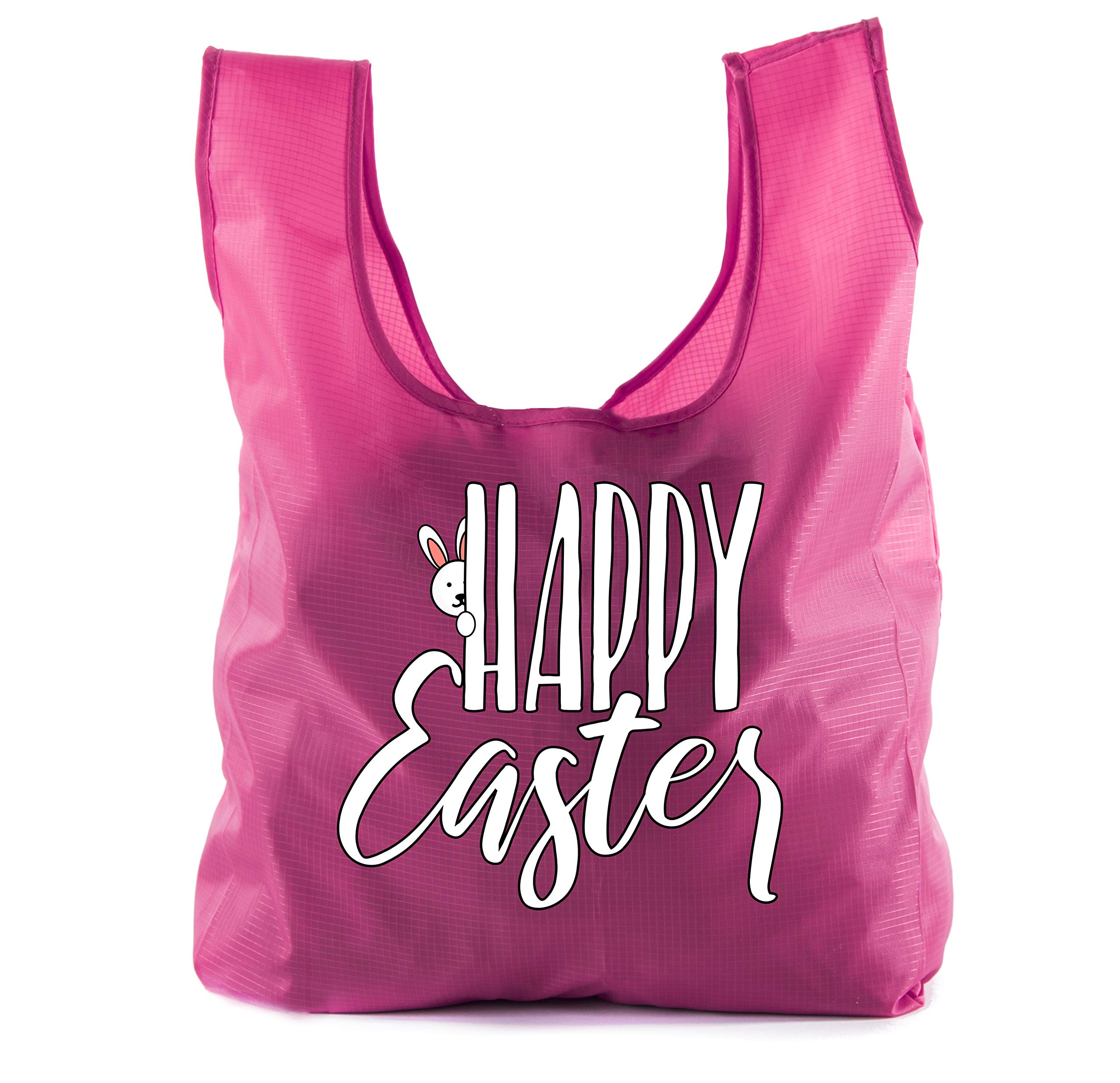 Easter Basket Bags - Bulk Reusable Grocery Tote Bags for Easter Egg Hunt - Peeking Bunny Design - 6 Pack Pink CA2650EasterDTG S2 - Perfect for Easter Gifts, Party Favors & Spring Celebrations